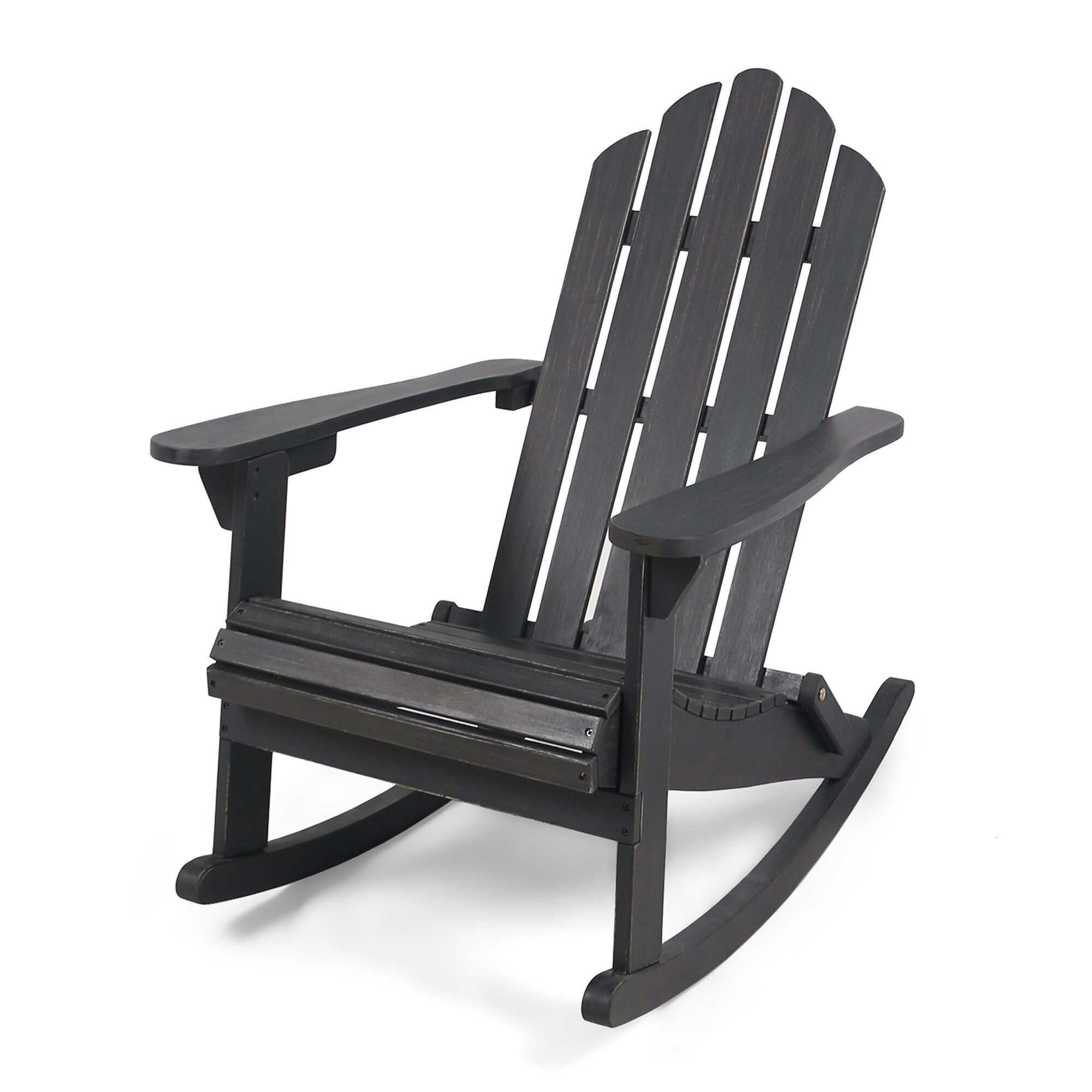 Gaierptone CRXMXYQL5H1 Rocking Chair Black Wood Frame Rocking Chair with Slat Seat