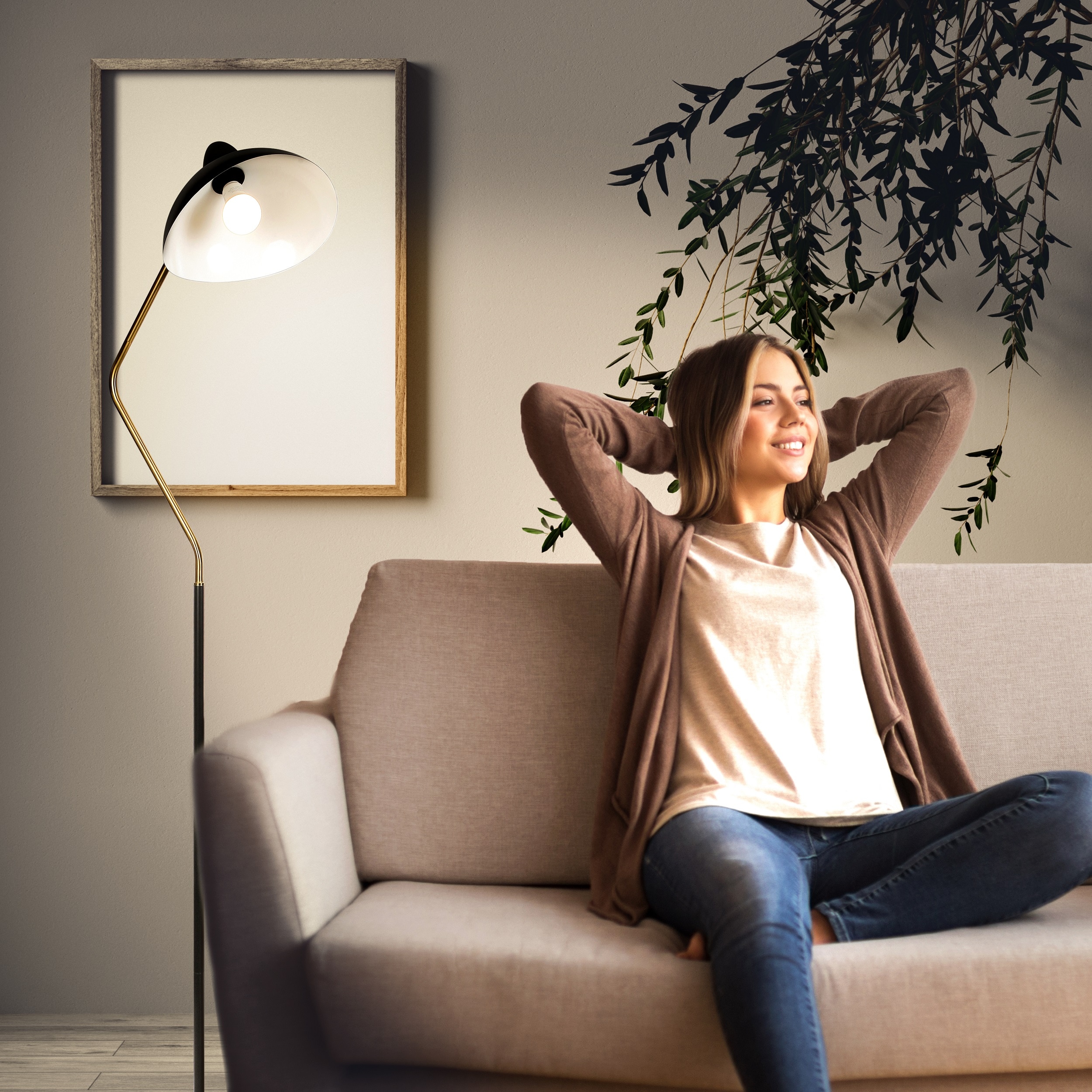 Arcadian Swoop Adjustable Black LED Floor Lamp for Kids