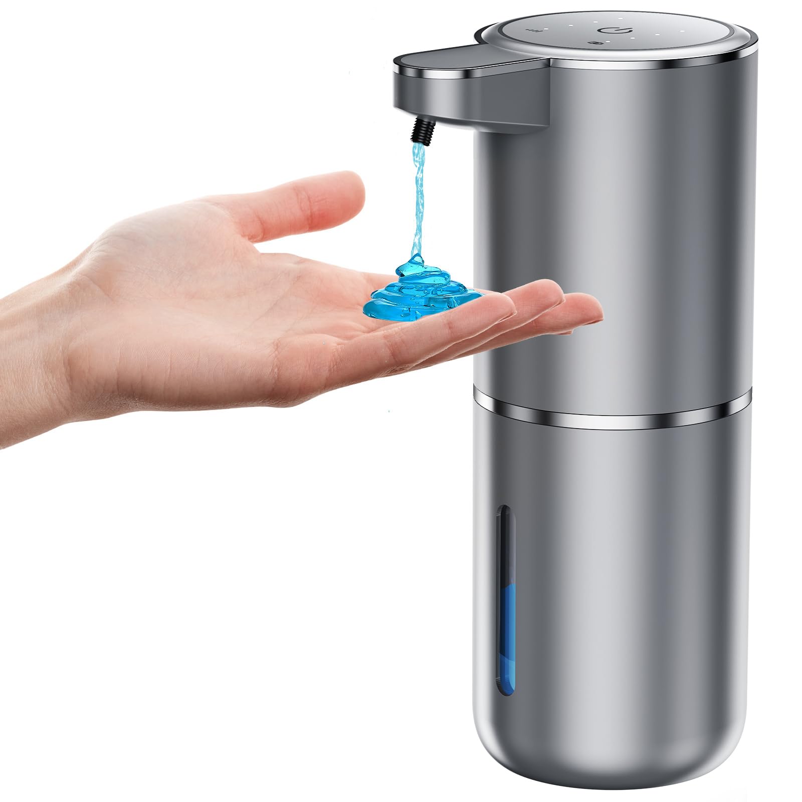 Wudkey Touchless Automatic Soap Dispenser with Adjustable Output 1200mAh Battery for Kitchen and Bathroom in Silver #L4-QY0Y0Q