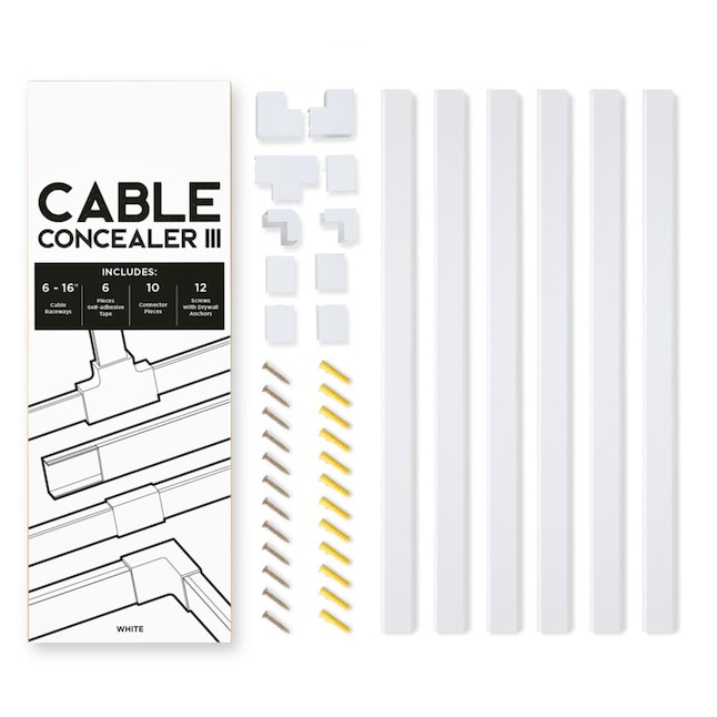 Fleming Supply 6-Piece 8-ft x 16.73-in Plastic White Straight Channel Cord  Cover in the Cord Covers & Organizers department at