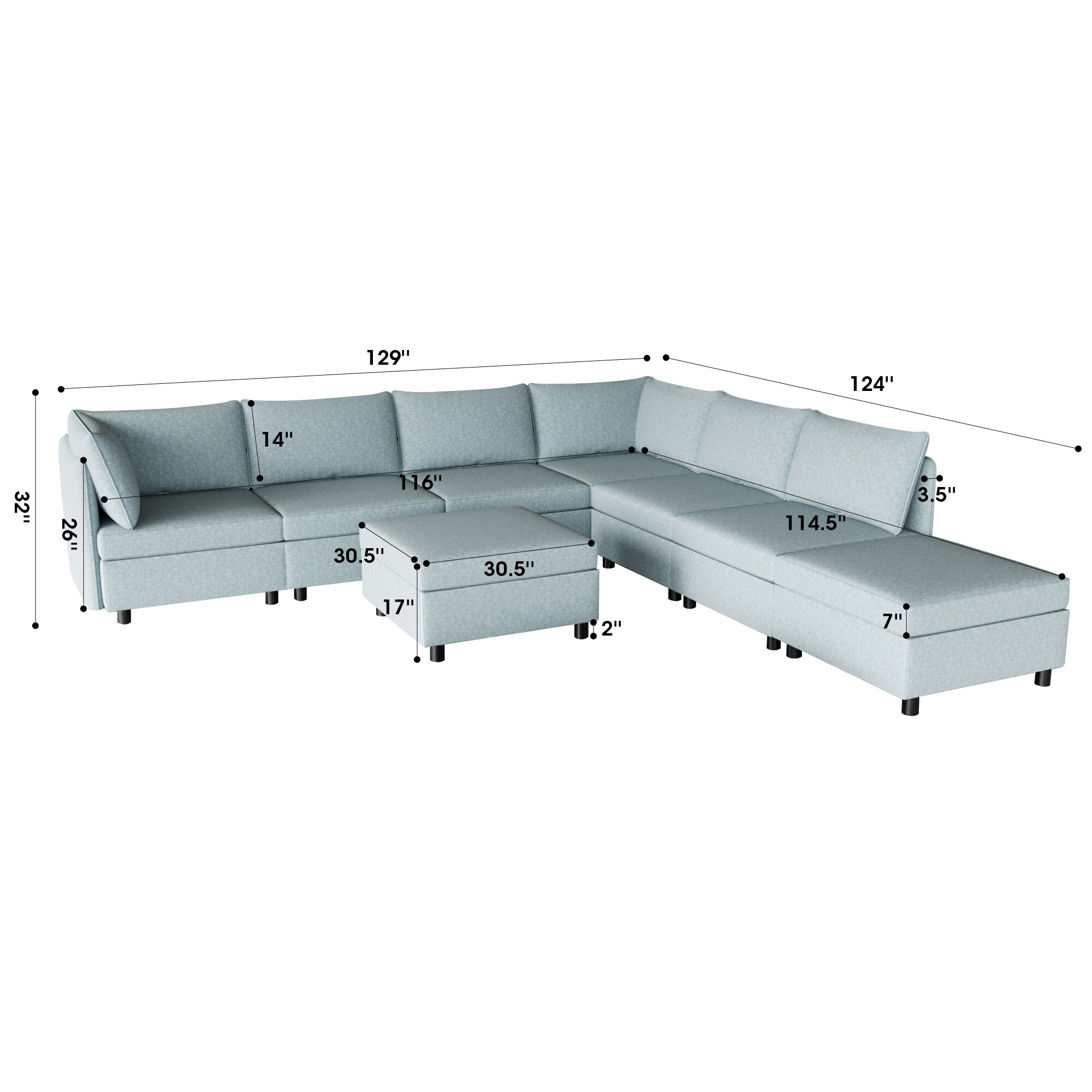 SINOFURN SYA370088BK Sofas-Loveseats - View #5