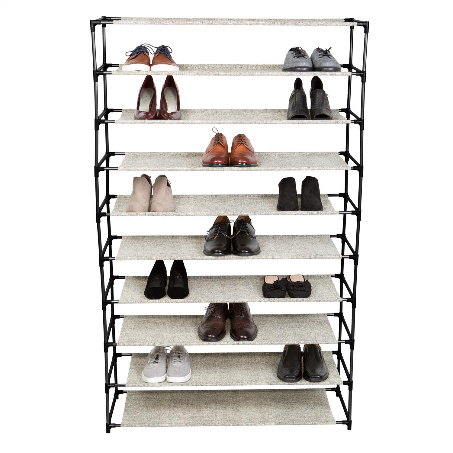 USTECH 4 Tier Shoe Rack, Black