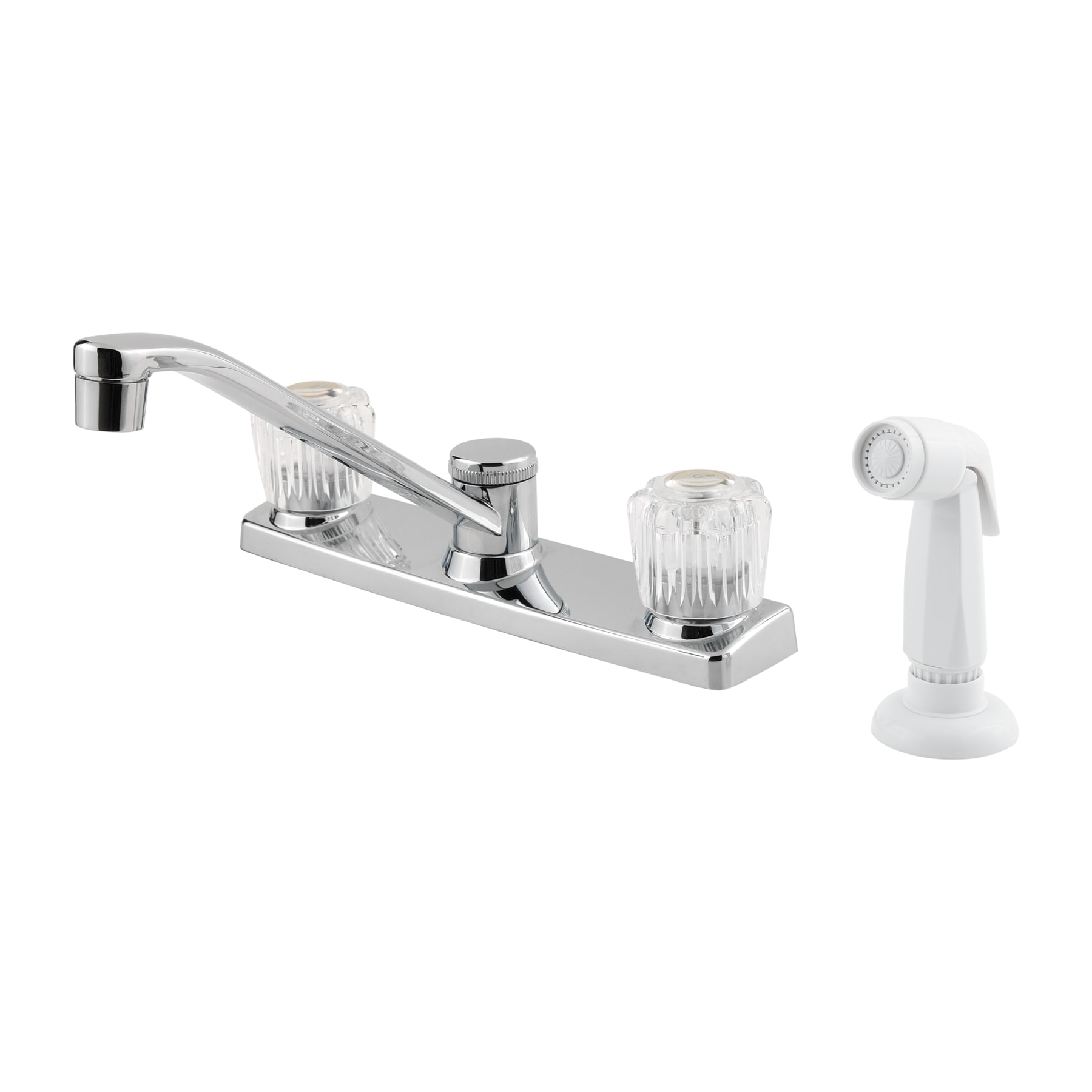 Pfister Pfirst Series Polished Chrome Double Handle Deck-mount Kitchen Faucet (Includes Deck Plate) (Includes Side Sprayer)