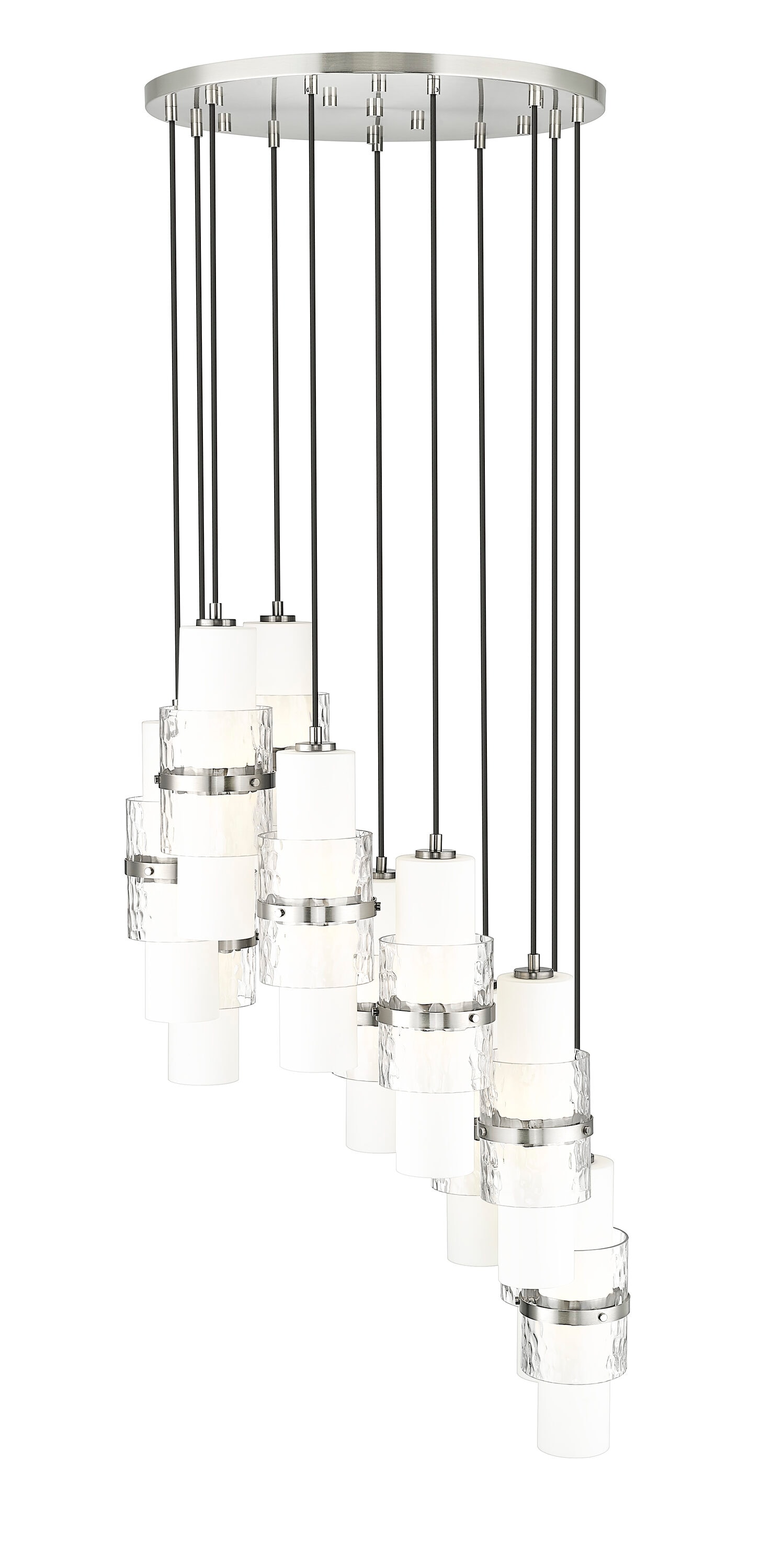 Cayden 24" Brushed Nickel Chandelier with Etched Opal Glass