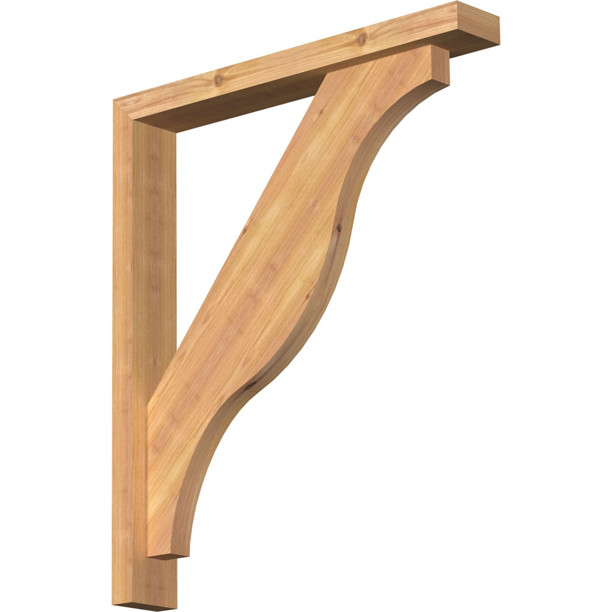 Ekena Millwork 1462324 Funston Block Smooth Bracket with Offset Brace 3-1/2-in x 24-in x 28-in Western red cedar Brown Wood Standard bracket