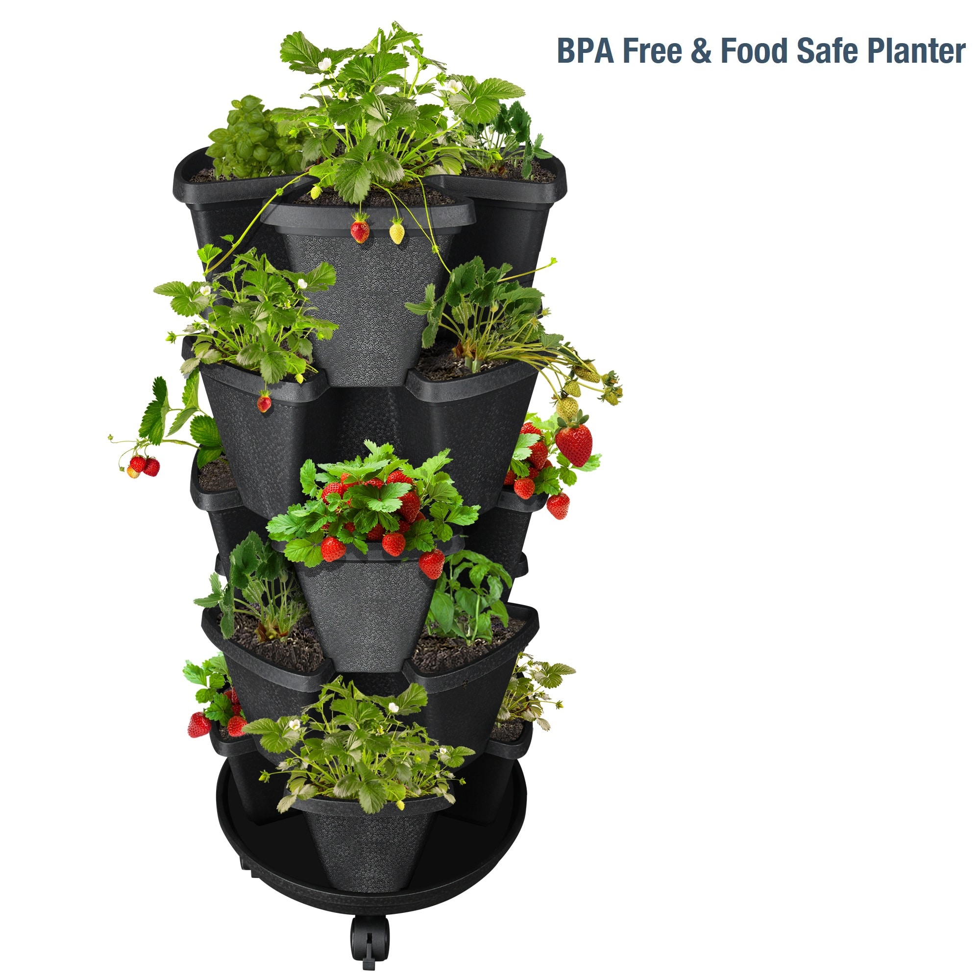 30-Qt STACK-A-POT Tiered Stackable Planter Pots BROWN Flowers Herbs  Strawberries