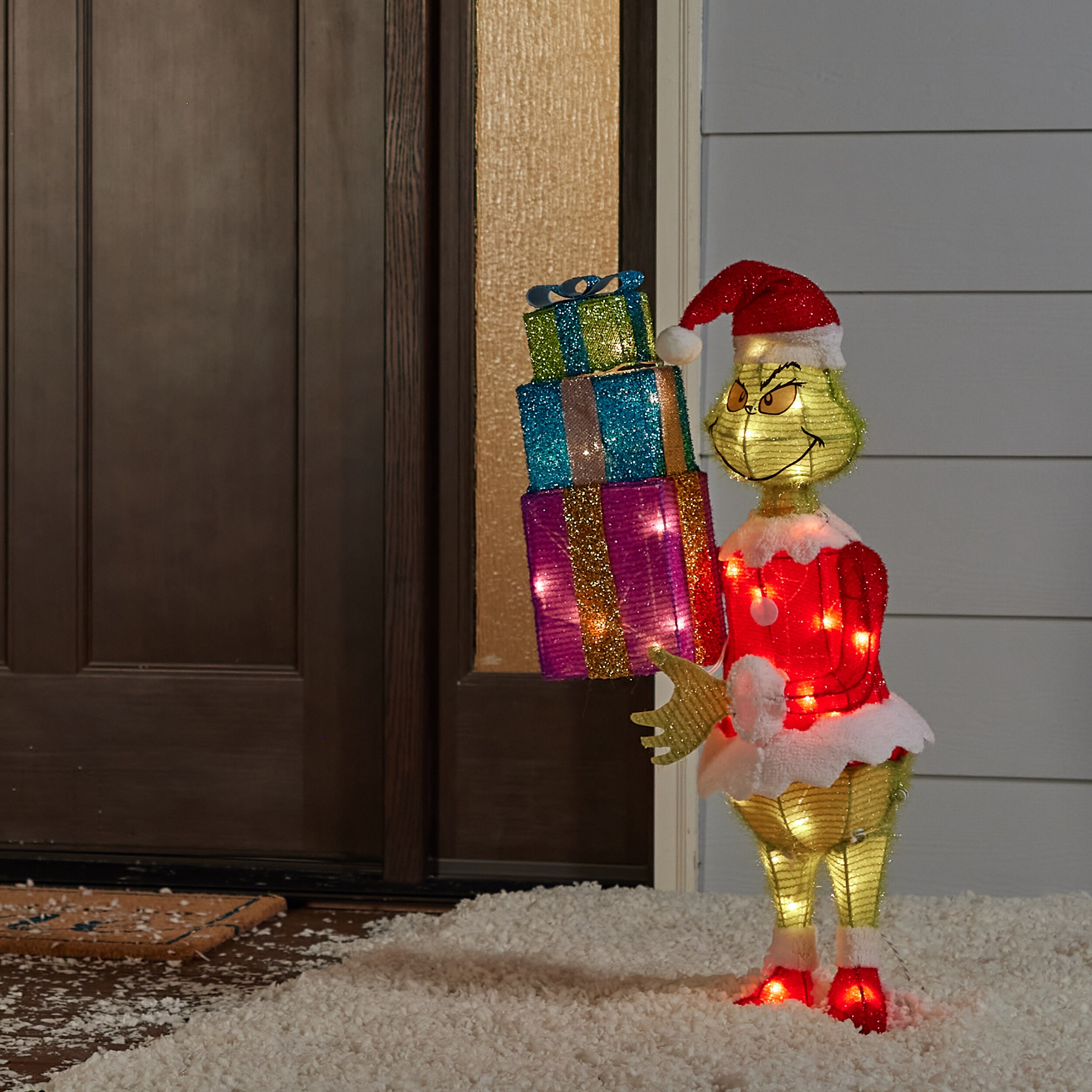 ♥️grinch lighted tinsel 2024 yard sculpture ♥️