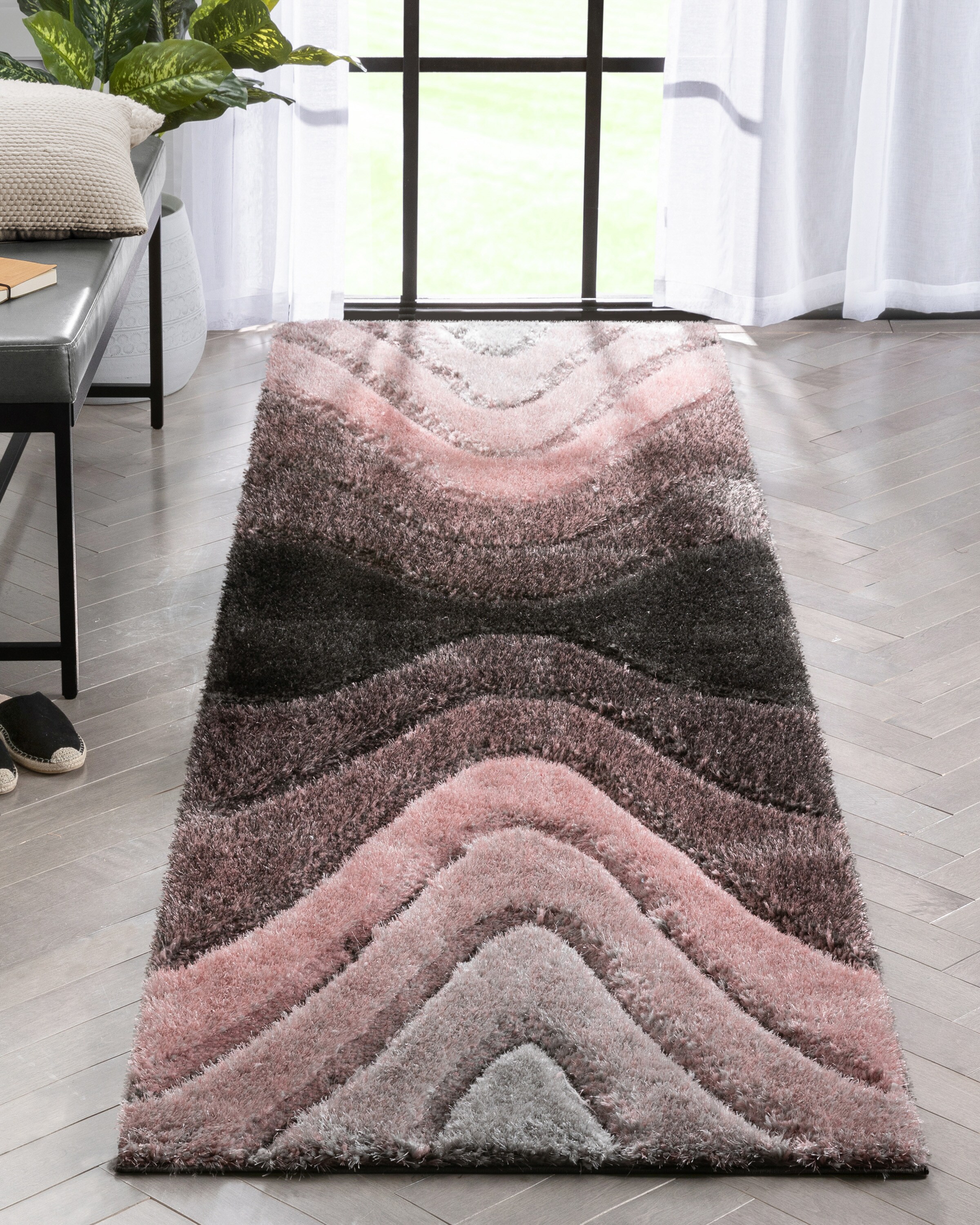 Well Woven SF-169-2L San Francisco 2 x 9 (ft) Loomed Polyester Blush Rectangular Indoor Geometric Global Runner rug