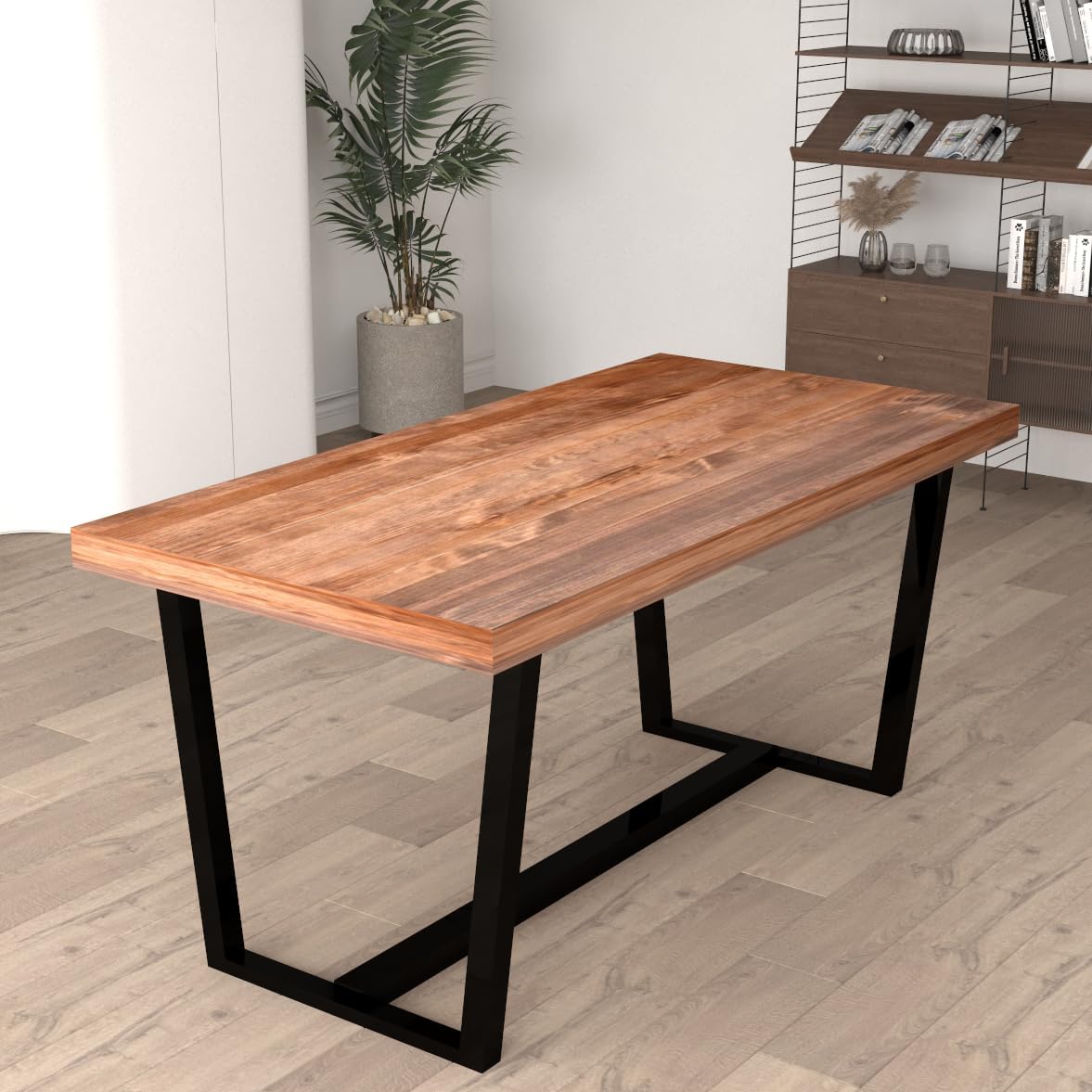 Bvldfamly Brown Farmhouse Dining Table, Wood with Brown Wood Base 72in