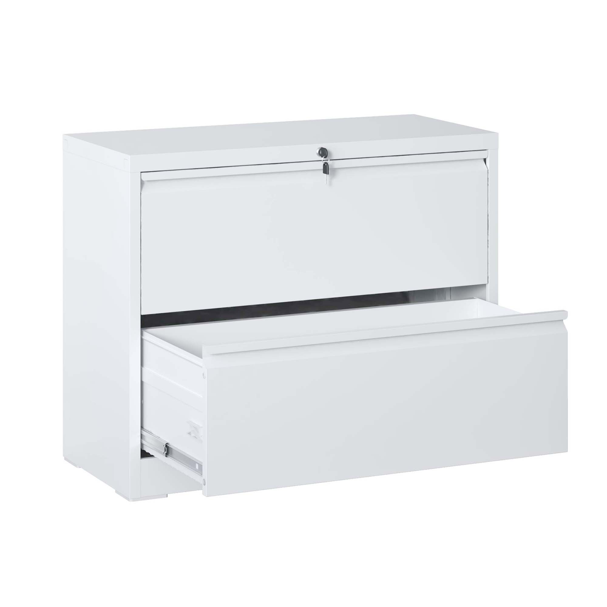 Tatayosi DJ-154428 Lateral File Cabinet 2 Drawer White Filing Cabinet with Lock Lockable File Cabinet for Home Office Locking Metal File Cabinet for Legal/Letter/A4/F4 Size
