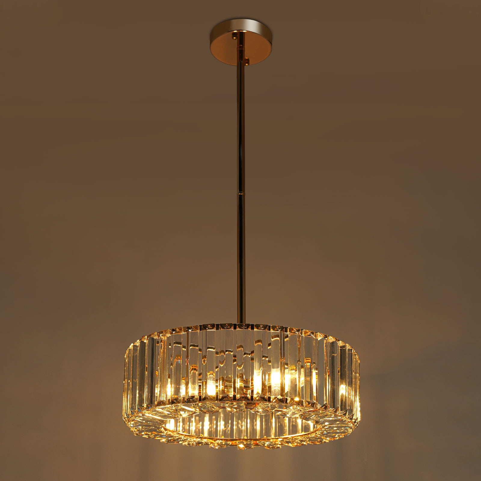 Oukaning HG-HCXLST-3856-US 3 -Light Gold French country/cottage Clear glass Square Small Hanging Pendant light