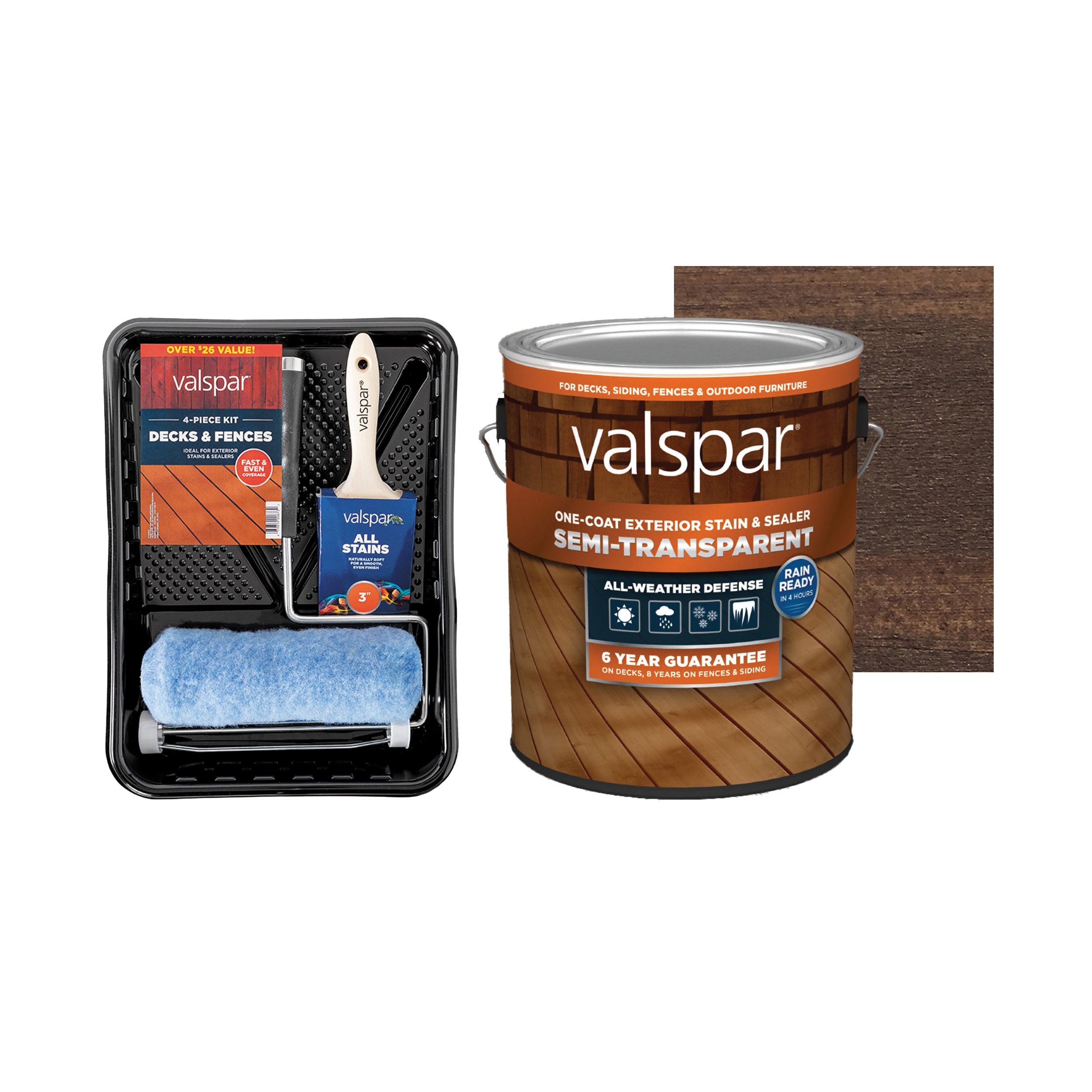 Valspar Semi-Transparent October Brown Exterior Stain Project Kit