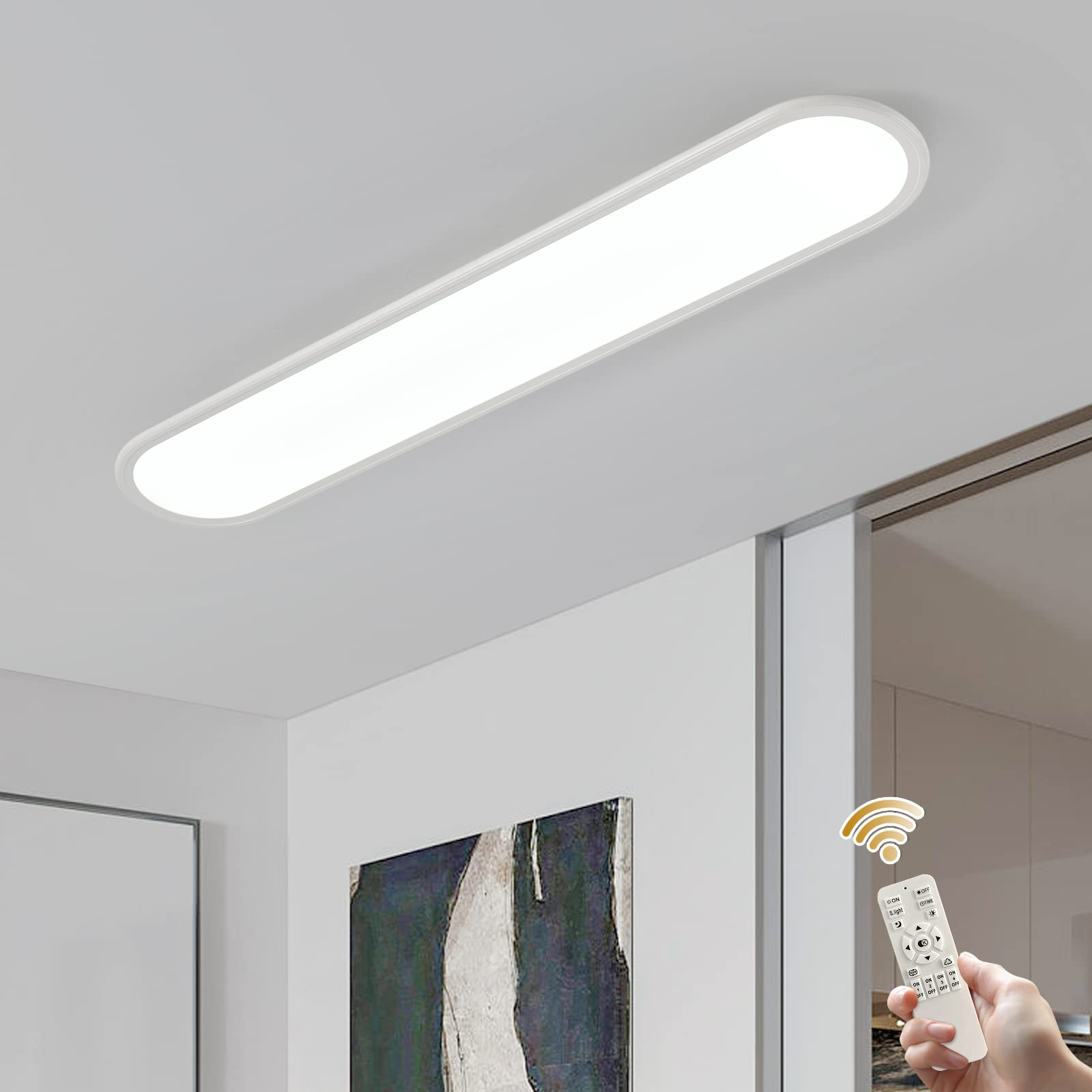 Yichuhaoxi  39 4 Inch Dimmable LED Ceiling Light High Brightness Long Ceiling Lamps 3000 6000K Selectable Modern Ultra Thin Low Profile Light