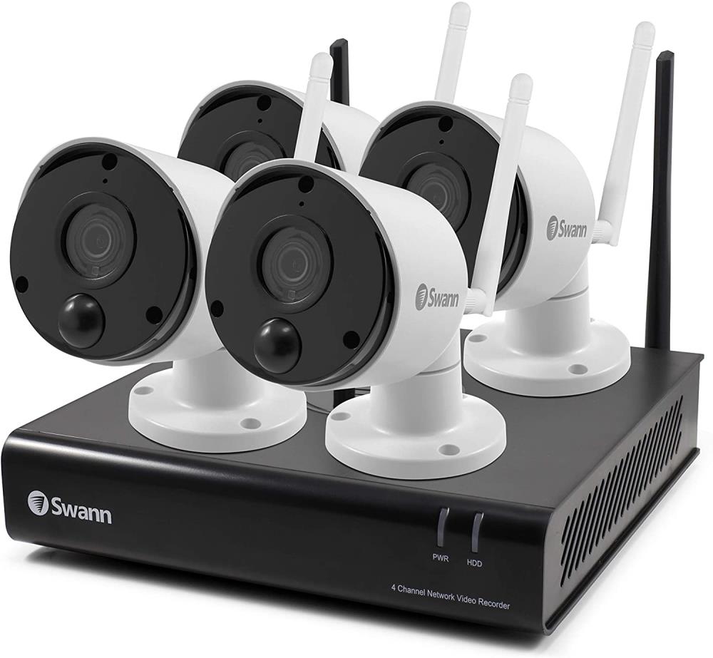 Swann SWNVK-490KH4-US 490 Outdoor 4-Camera Wireless Hardwired 1Tb Hard Drive Security Camera System