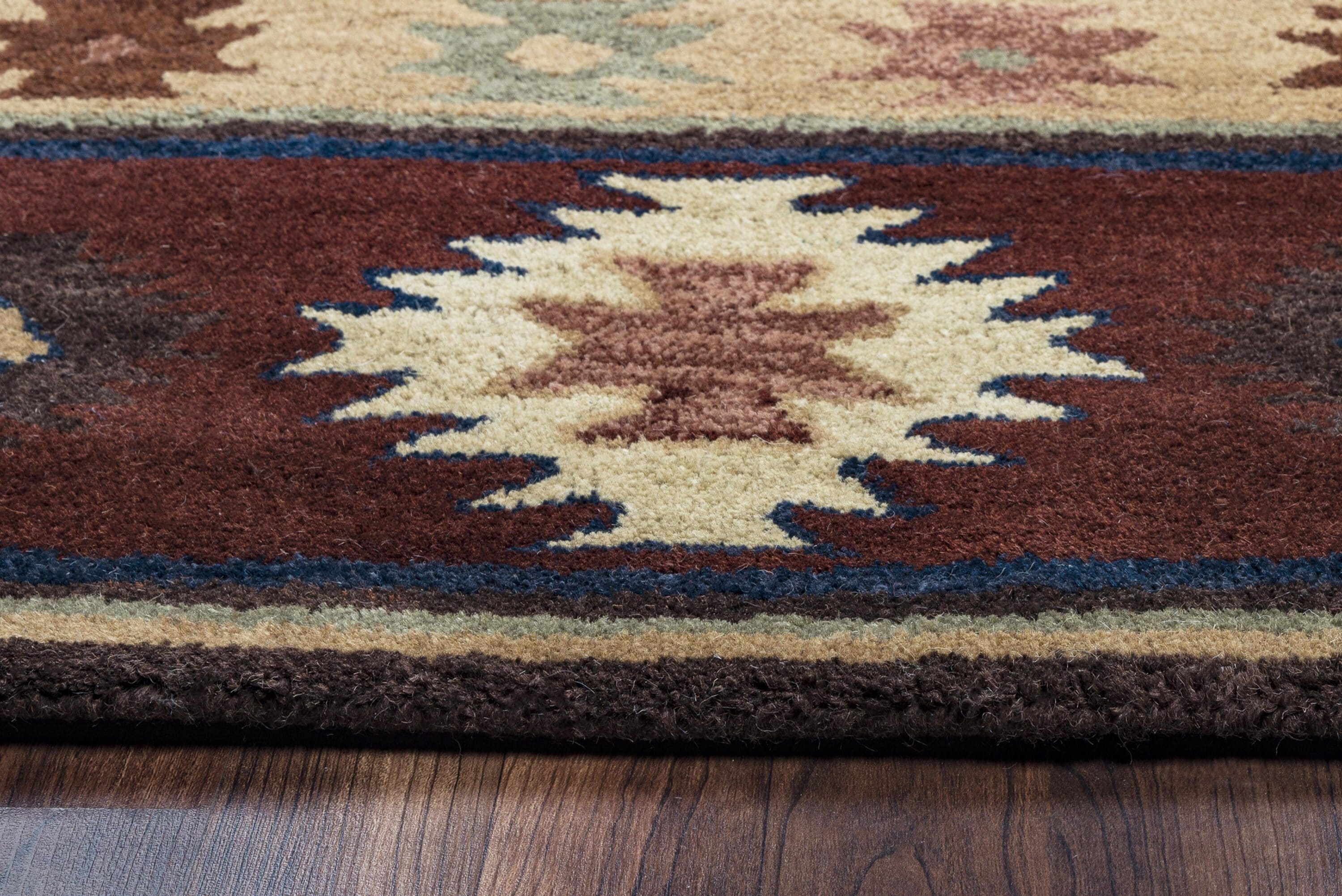 Ryder 10' x 14' Burgundy and Tan Hand-Tufted Wool Rug