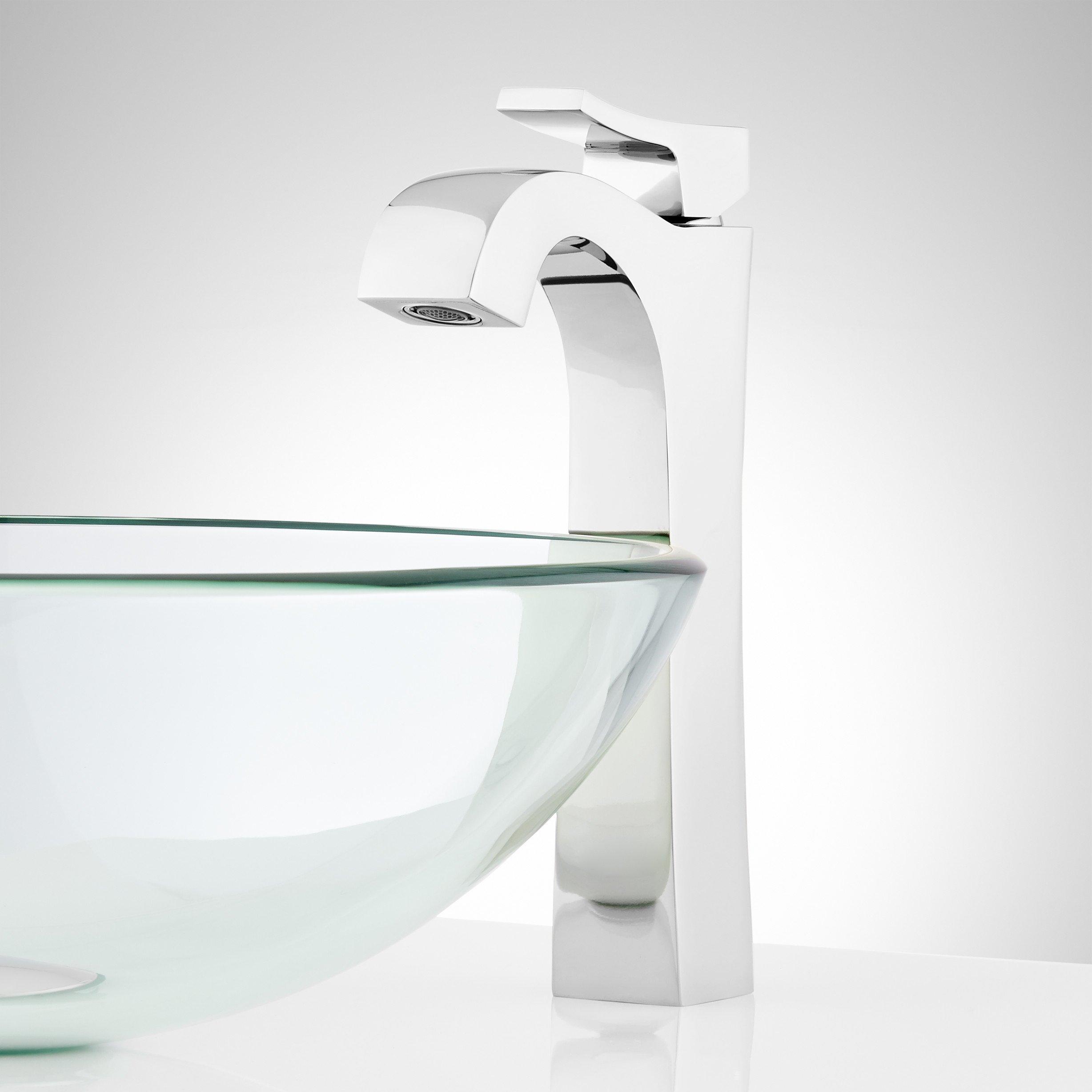 Signature Hardware 447930 Vilamonte Chrome Single hole 1-handle High-arc Residential Handle Bathroom Sink Faucet with Drain