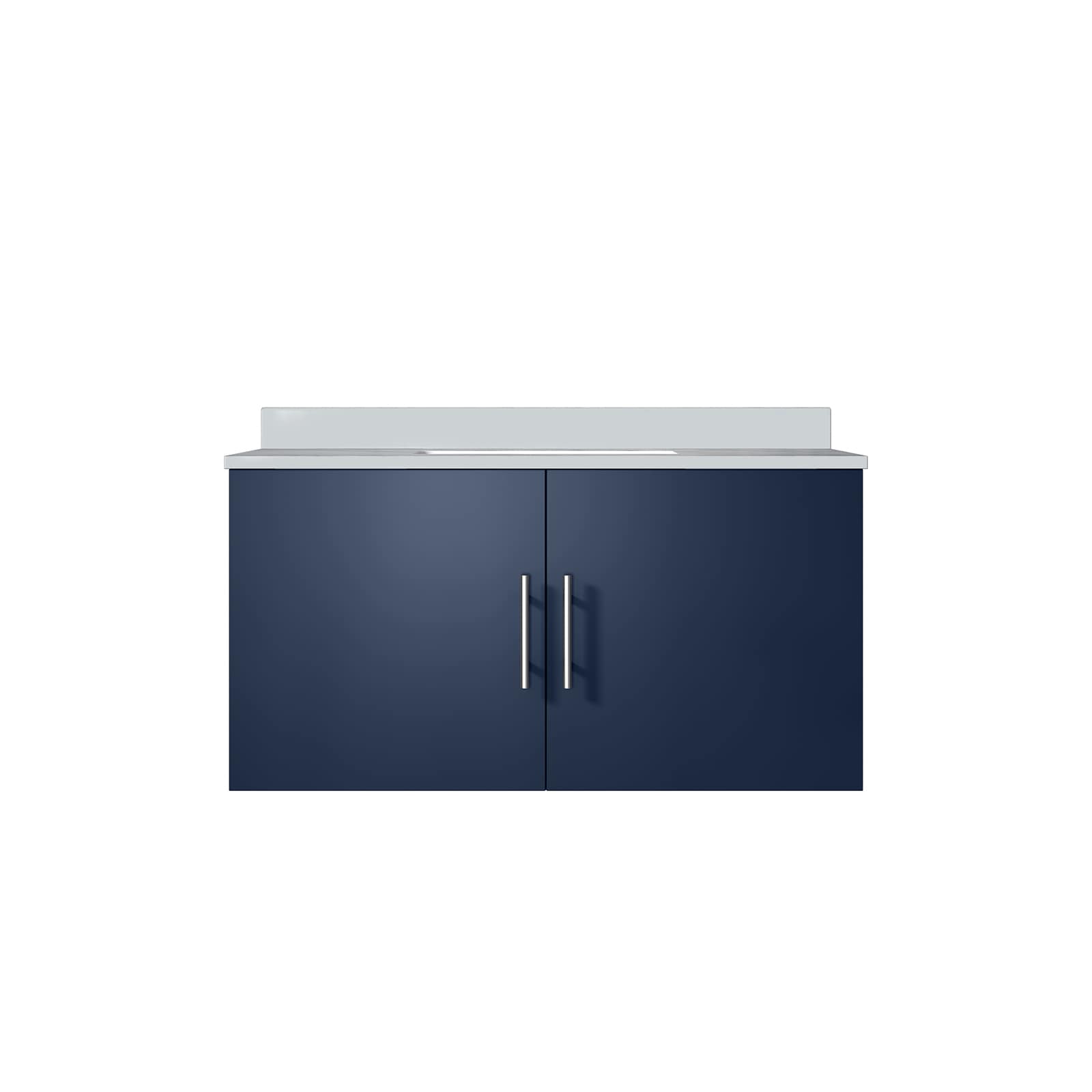 Geneva 36" Navy Blue Floating Bathroom Vanity with White Quartz Top