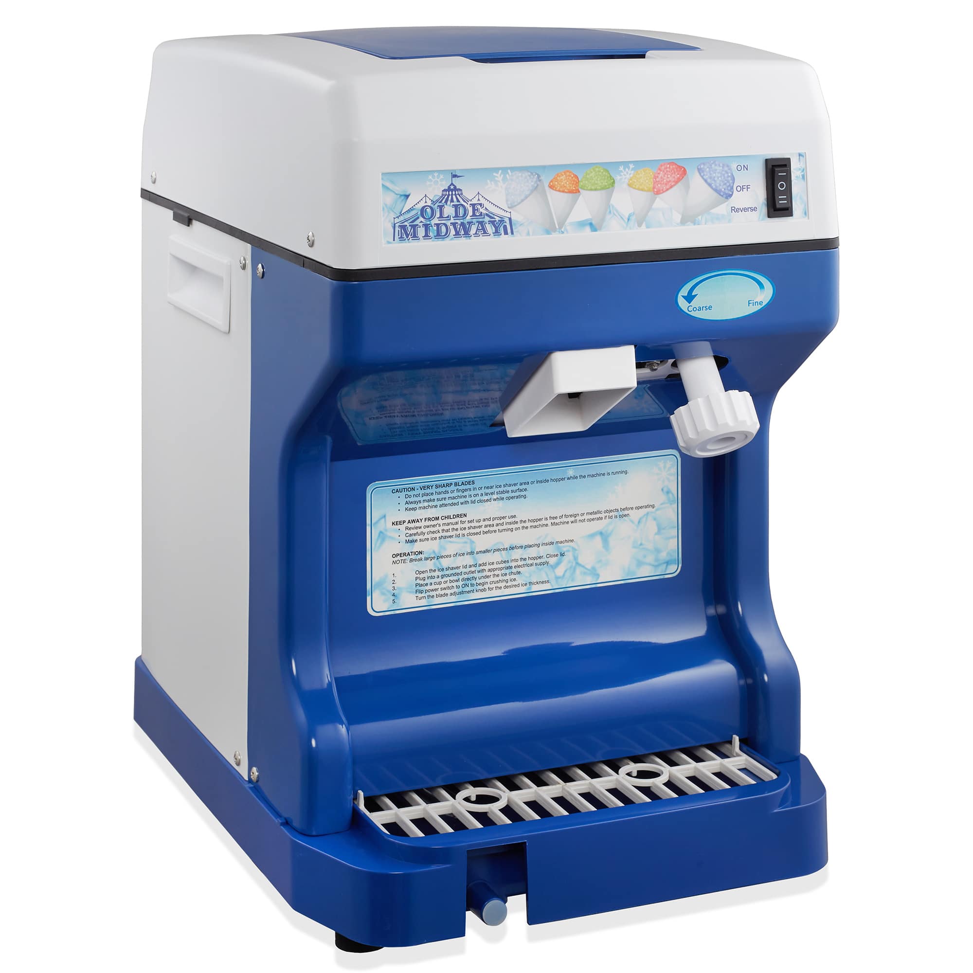 Olde Midway CON-SNO-8263 Electric Ice Shaver Crusher for Desserts - Commercial Snow Cone Machine