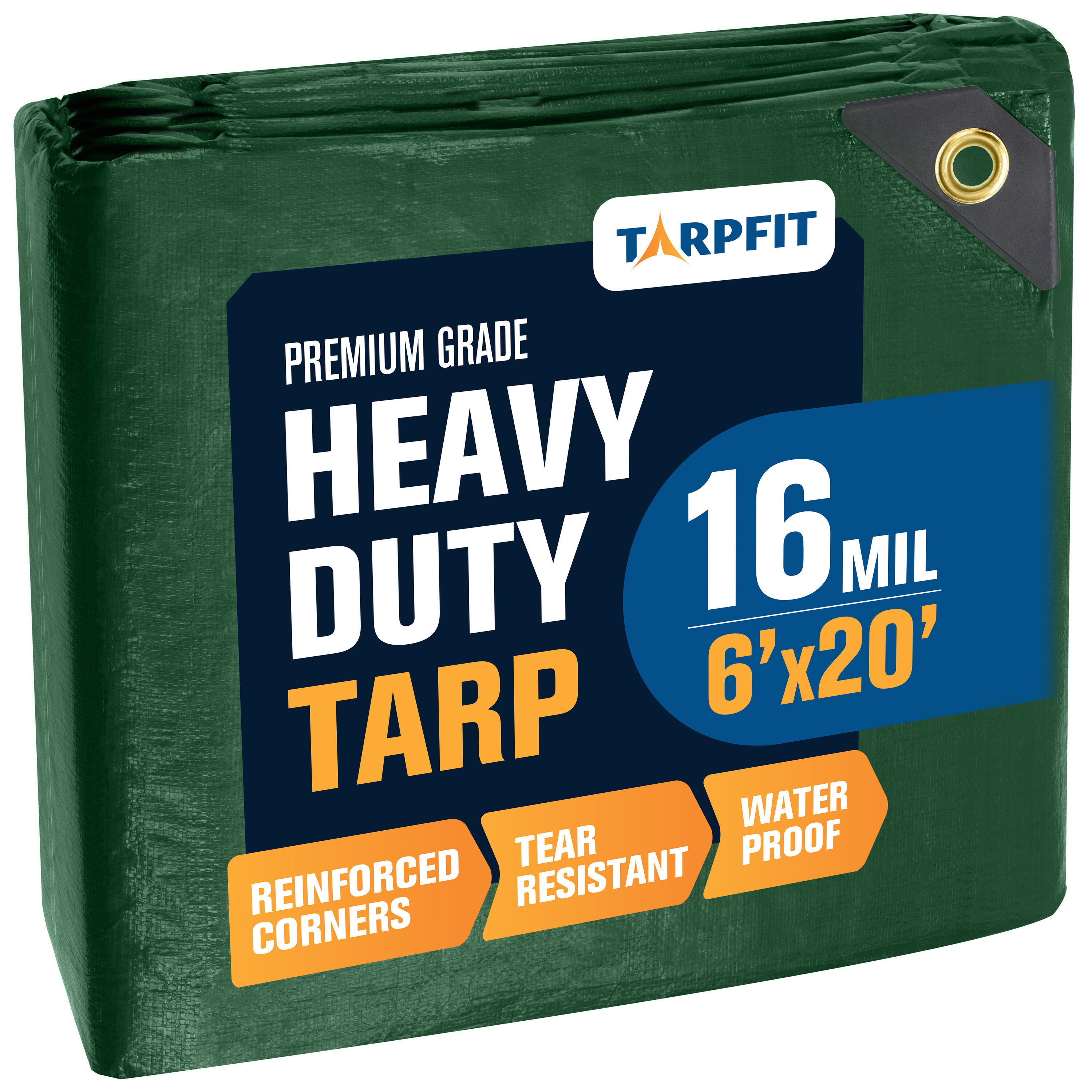 TARPFIT T16F-HG620 6-ft x 20-ft Green Waterproof Commercial Polyethylene 16-mil Tarp