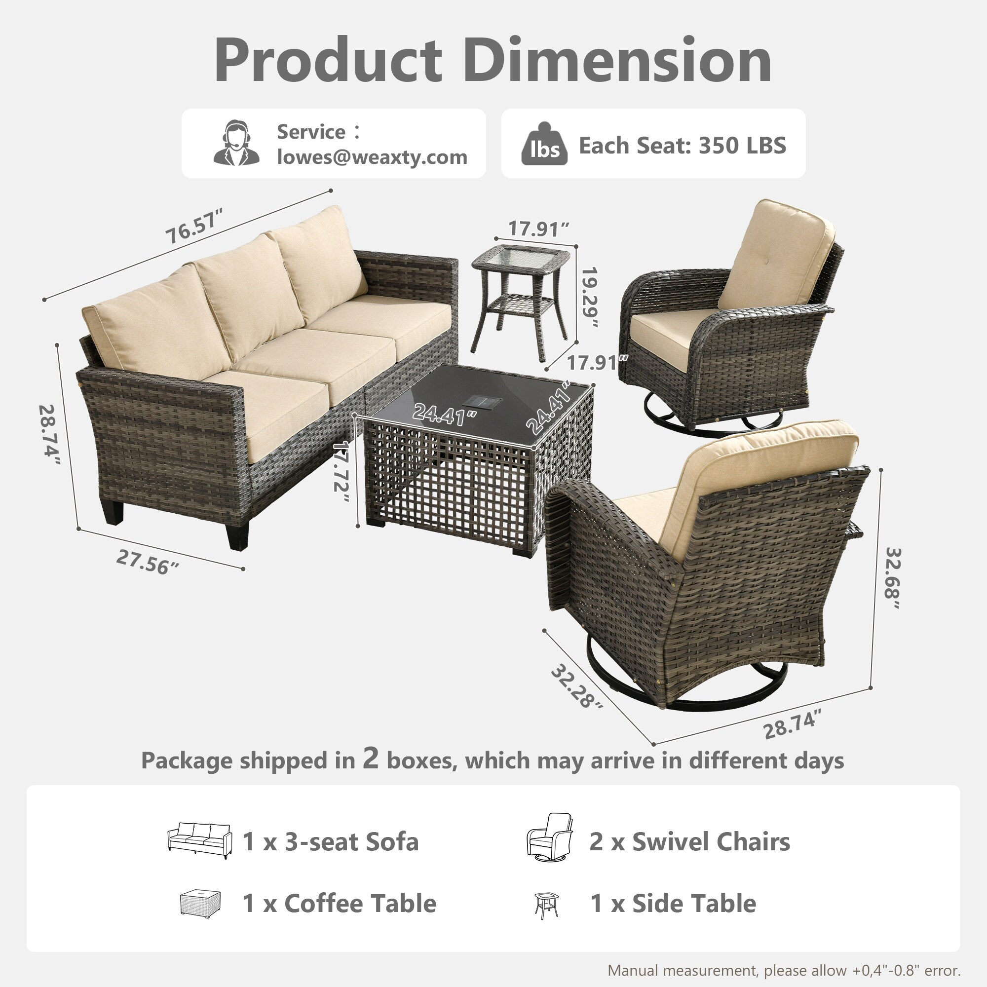 weaxty HMBYZGNCNGRS600S51 Patio-Conversation-Sets - View #7