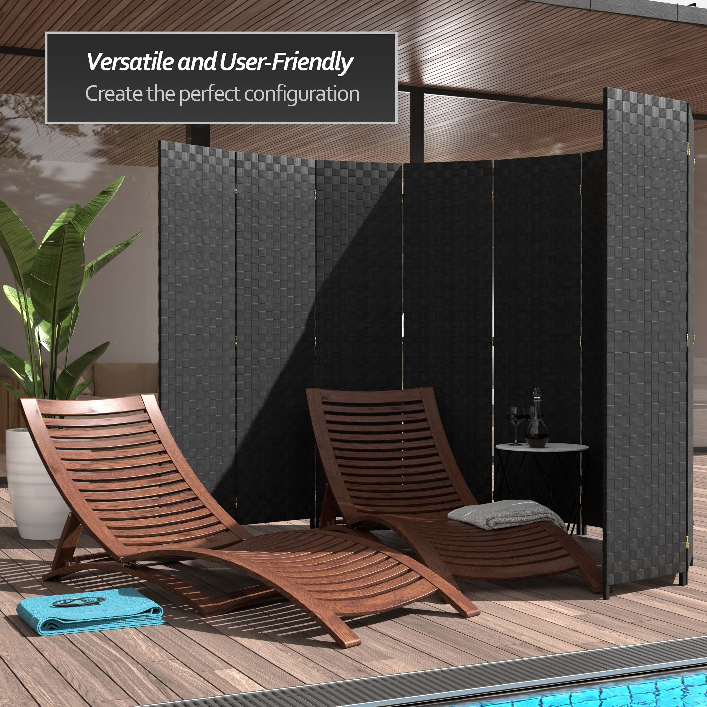 Oriental Furniture FB-OUTSCR-3P-BLK Outdoor-Privacy-Screen - View #6