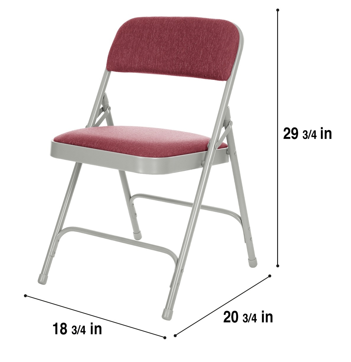 Burgundy Upholstered Metal Folding Arm Chair Set of 4