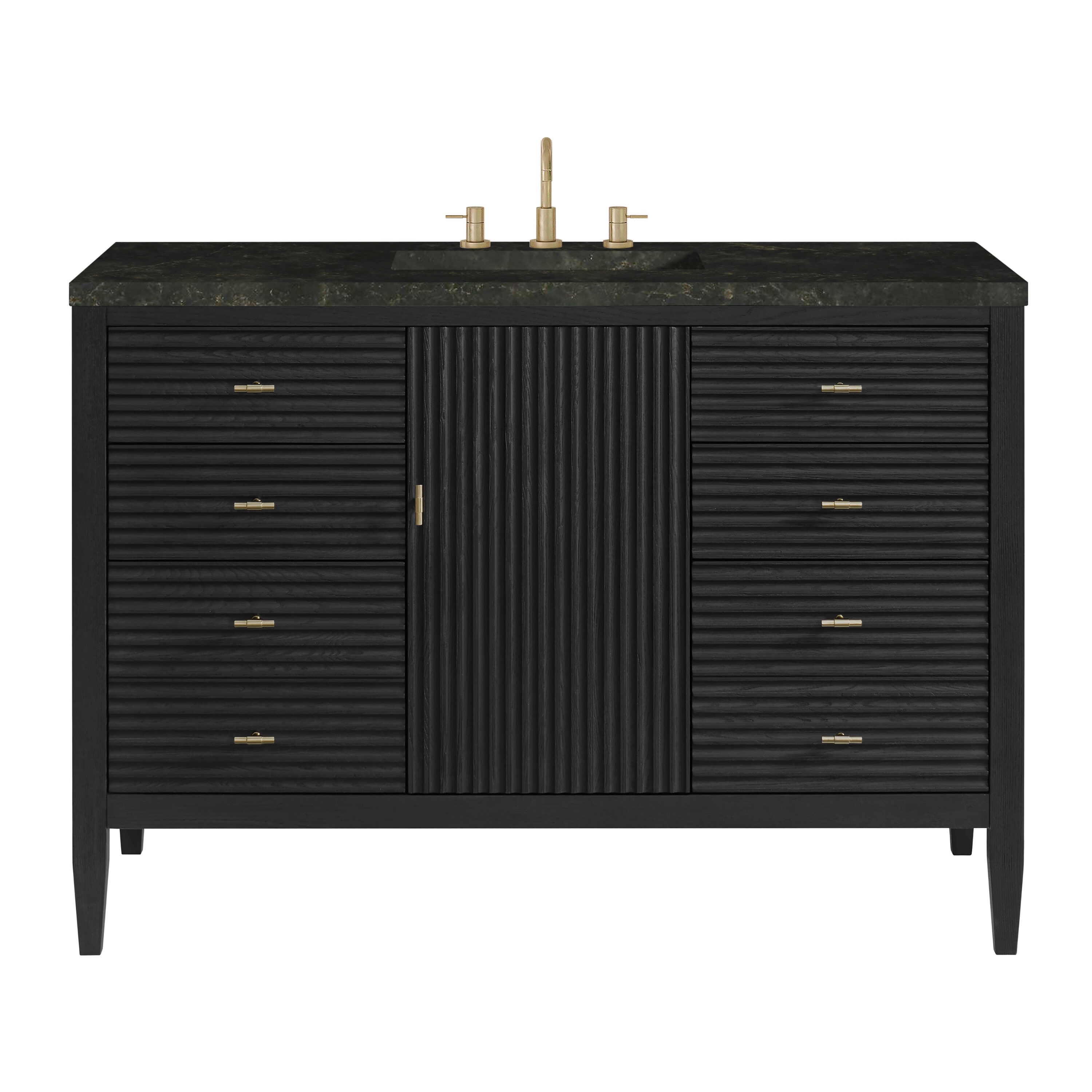 James Martin Vanities Myrrin 48-in Carbon Oak Undermount Single Sink Bathroom Vanity with Solid Surface Top (Fully Assembled)