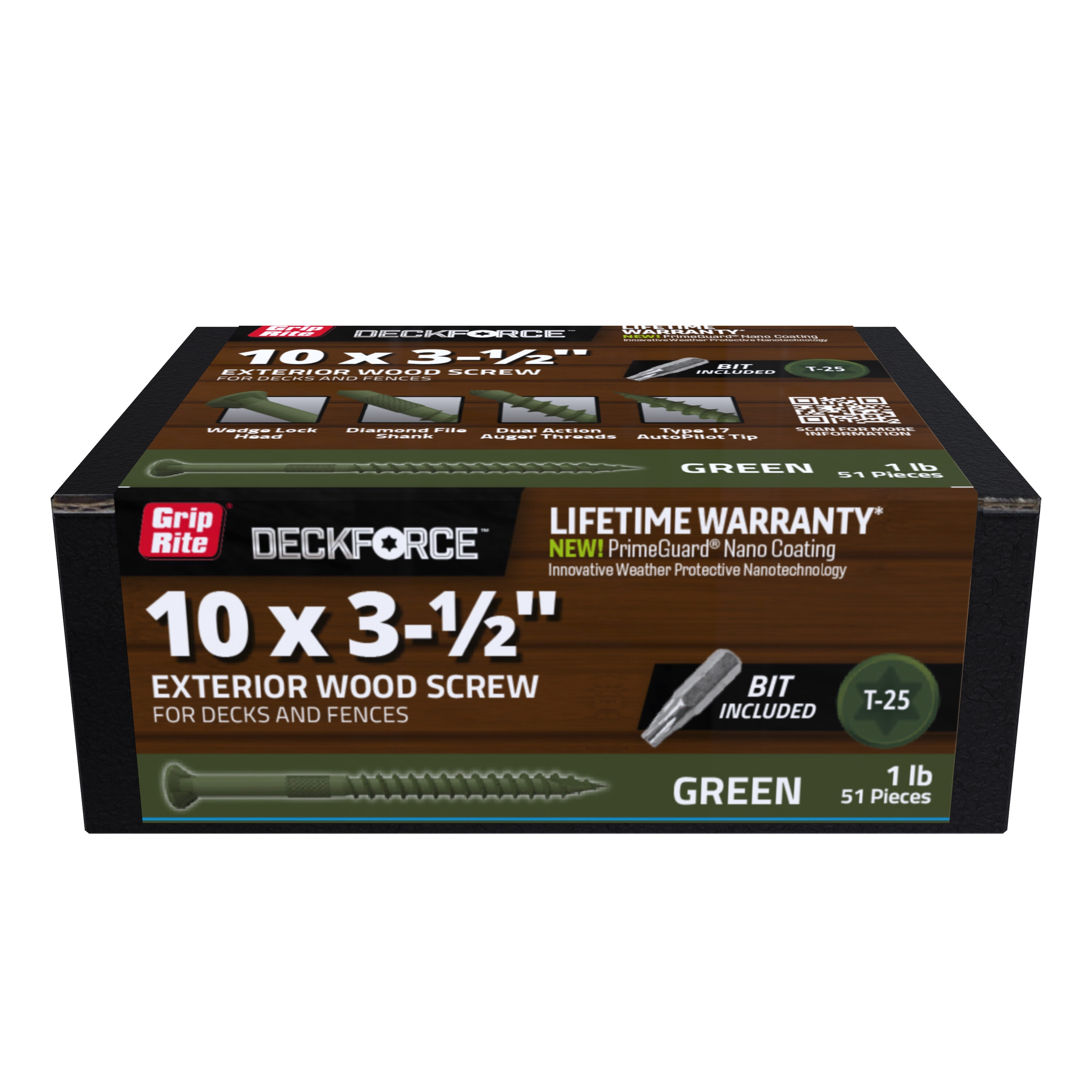 DeckForce by Grip Rite GRDF312STGR1 #10 x 3-1/2-in Wood to wood Deck Screws ( 51 -Per Box )