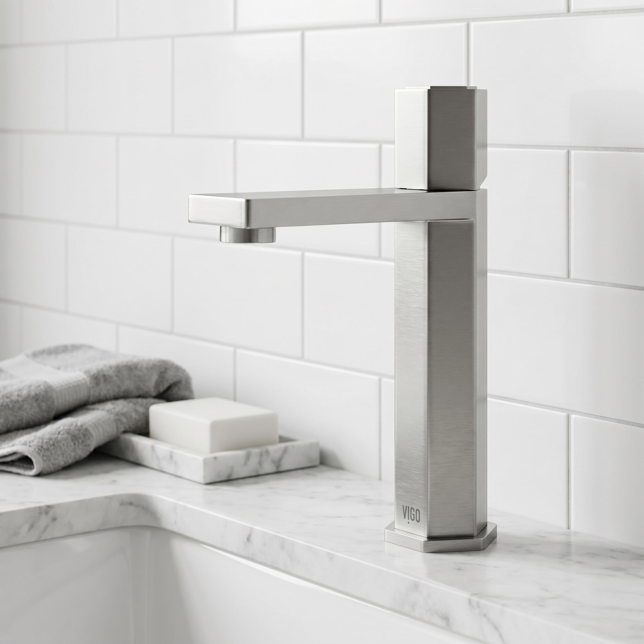 VIGO Nova Brushed Nickel Single hole 1-handle WaterSense High-arc Bathroom Sink Faucet