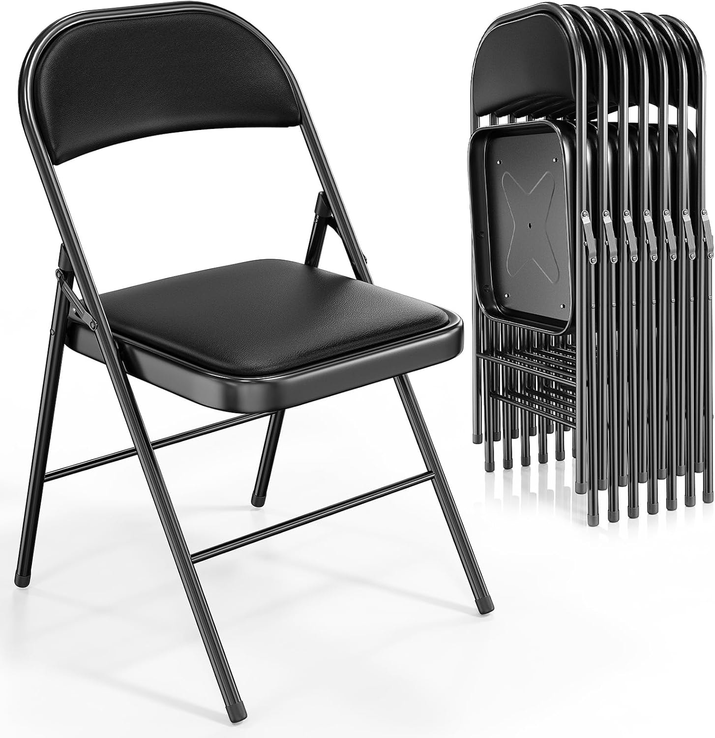 Winado LO1G52002773 Black Residential Standard Folding Chair with Upholstered Seat ( Indoor )