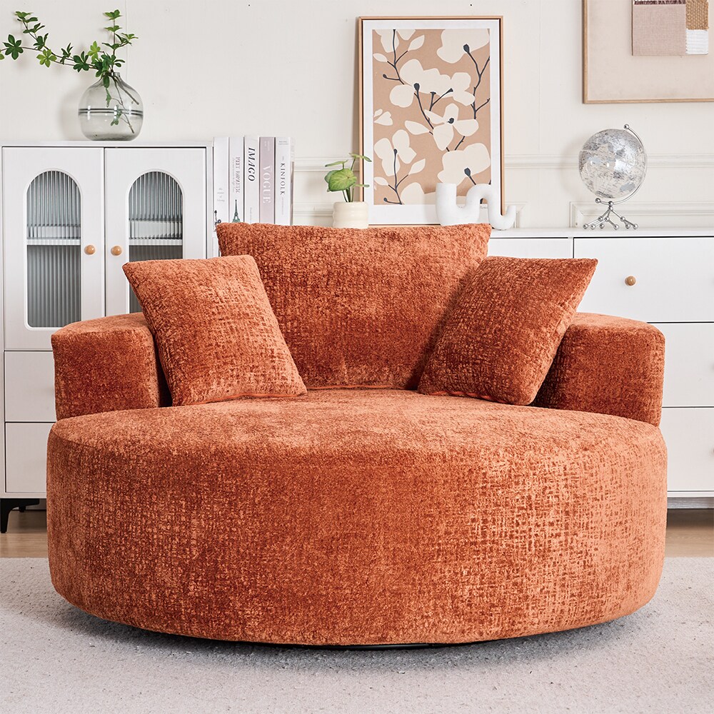 Misopily 360 Degree Swivel Barrel Chair Chenille Upholstered Round Accent Chair Fluffy Modern Sleeper for Living Room Bedroom Lounge one_size