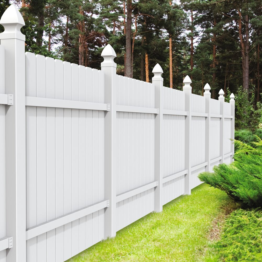 Freedom All American Dogear 6-ft H x 6-ft W White Privacy Vinyl Fence Panel (Assembled)