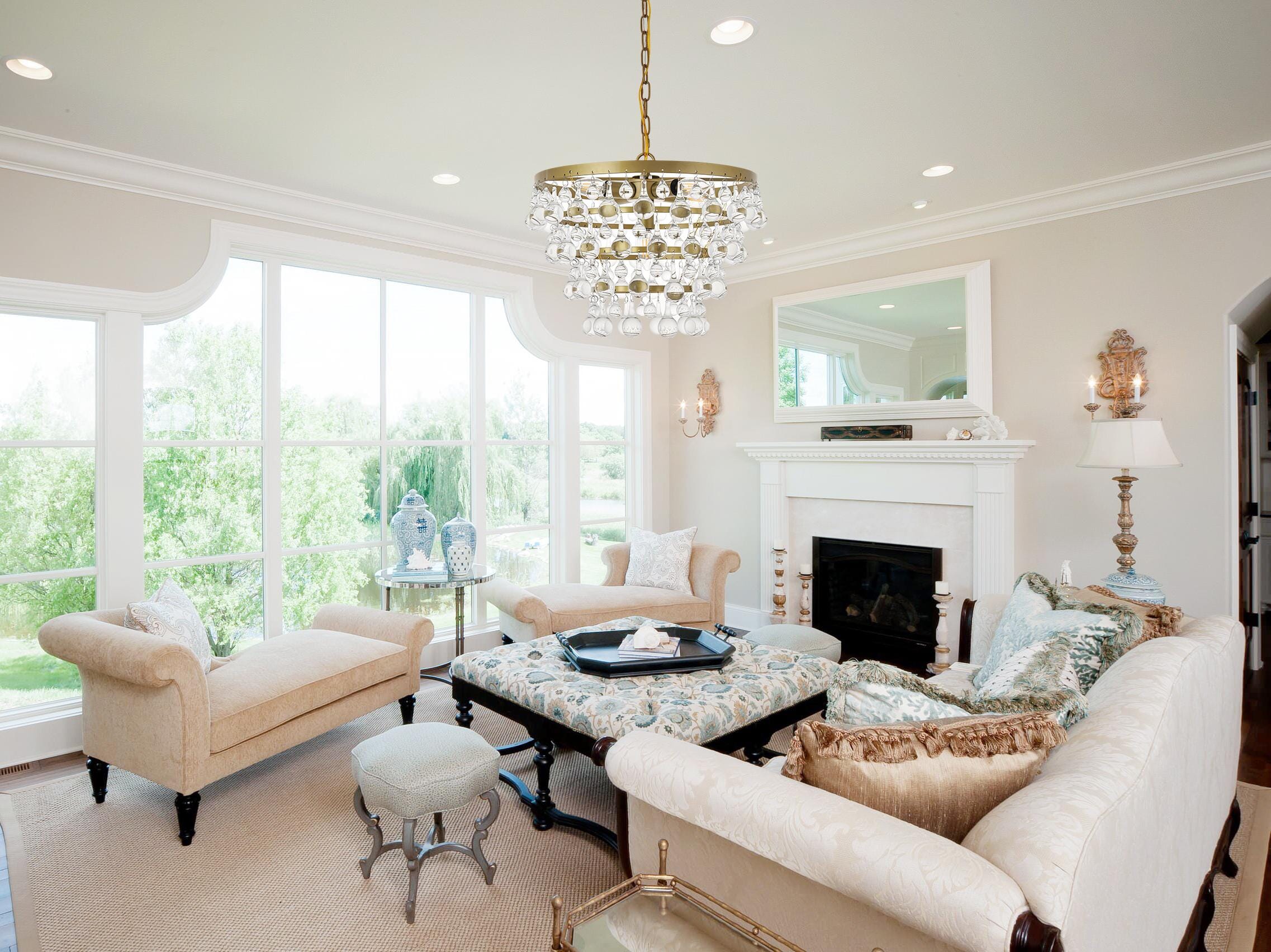 Elegant Brass and Glass 5-Light Pendant Chandelier