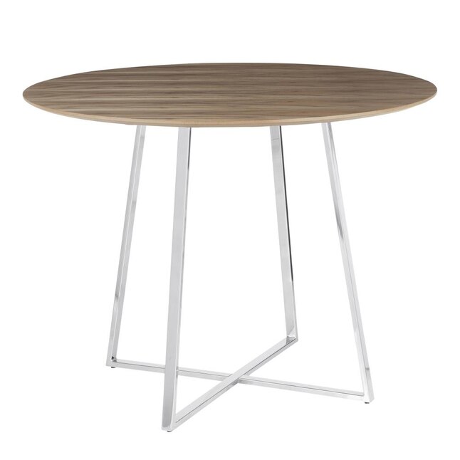 Lumisource Cosmo Chrome Walnut Wood, Wood And Chrome Round Dining Table