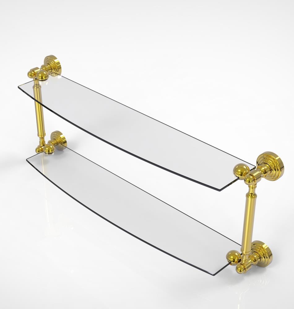Allied Brass WP-34/24-PB Waverly Place Polished 2-Tier Brass Wall Mount Bathroom Shelf (24-in X 7-in X 5-in)