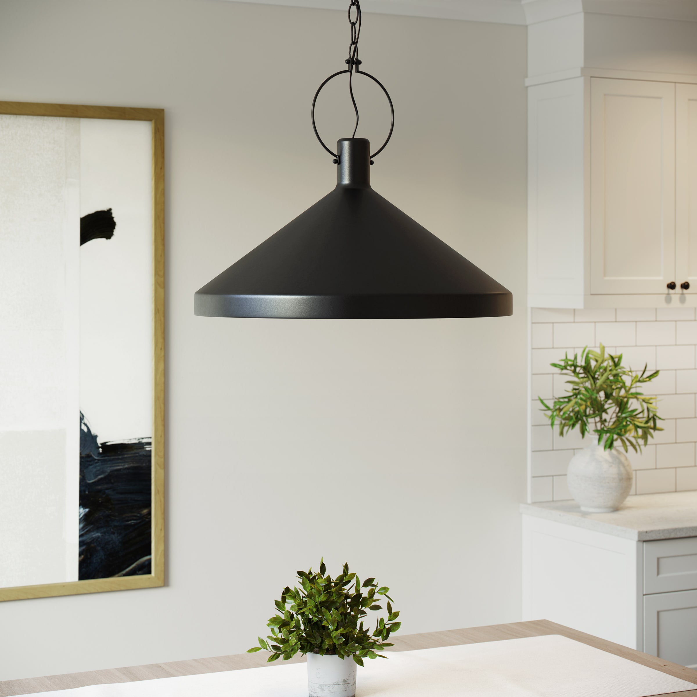 Generation Lighting 6884901-112 Lyon Midnight Black Transitional Etched glass Cylinder Medium Hanging Pendant light