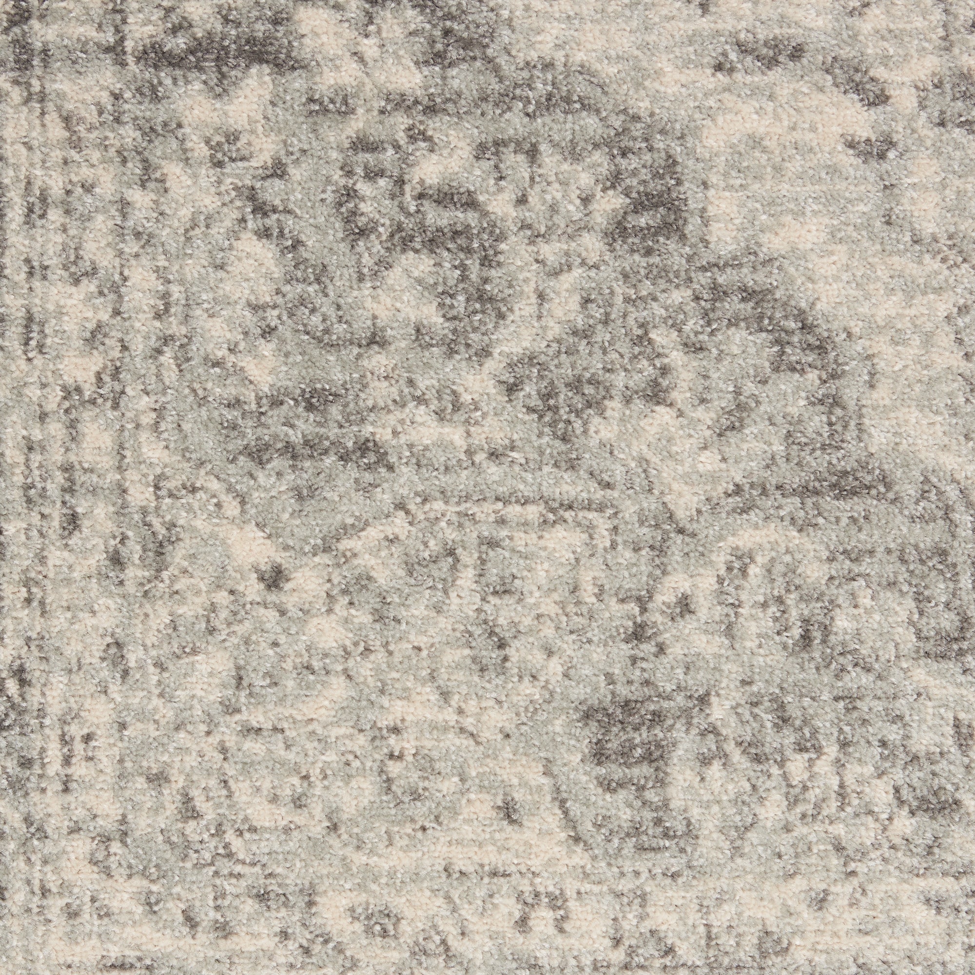 Ivory and Grey Synthetic Rectangular 4' x 6' Area Rug