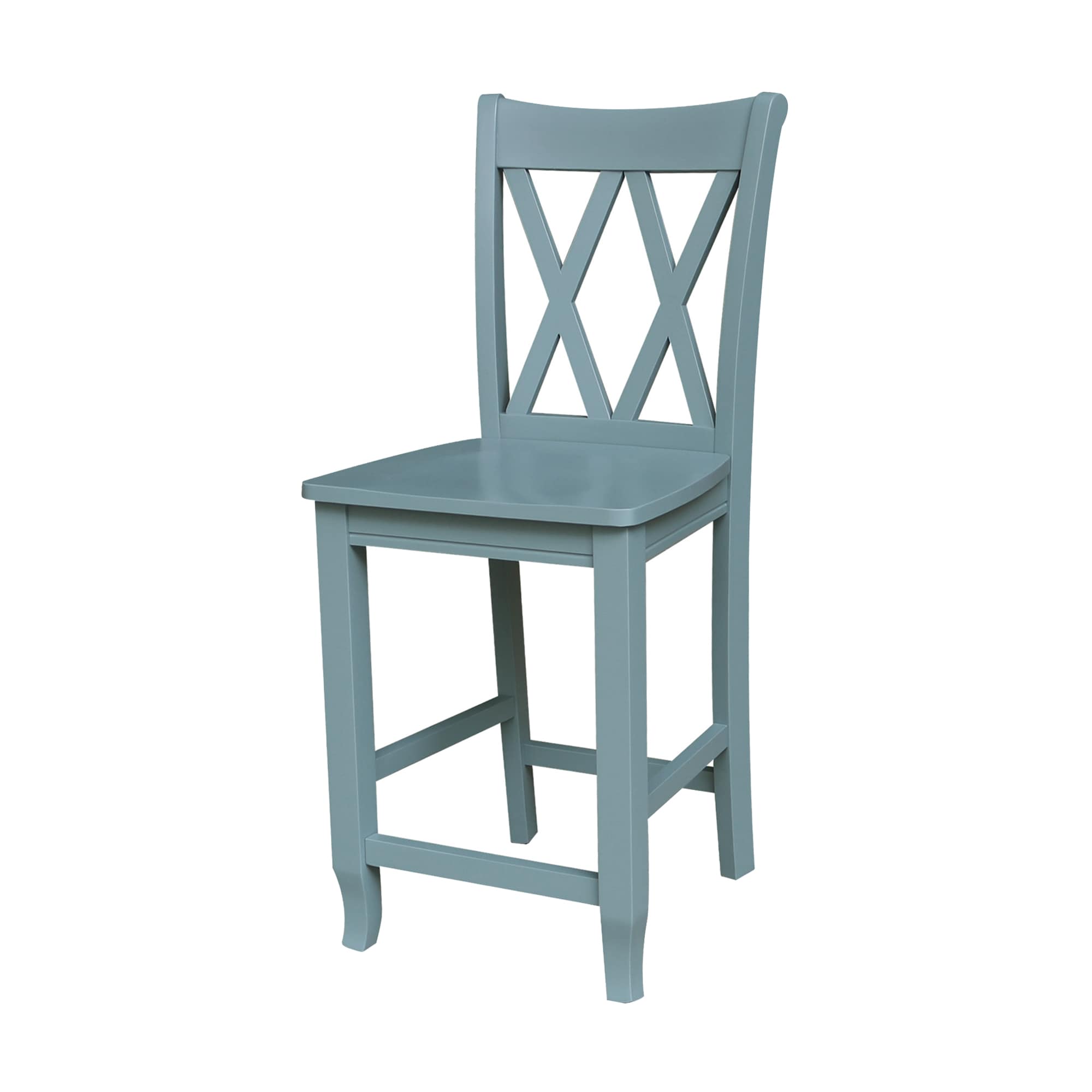 International Concepts S86-202 Smoked Blue 24-in H Counter height Square seat Wood Bar Stool and Back