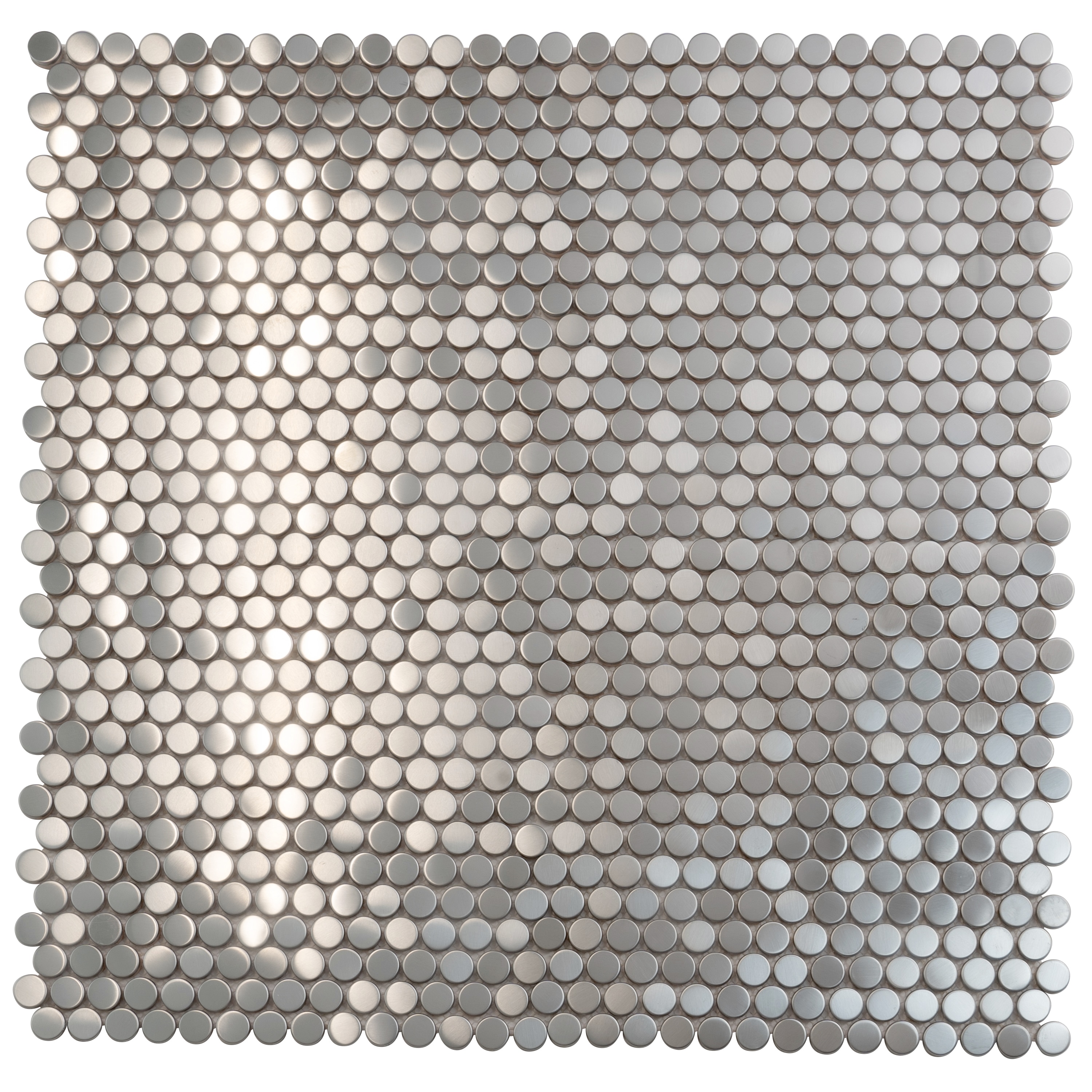12" x 12" Polished Platinum Metal Penny Round Mosaic Tile