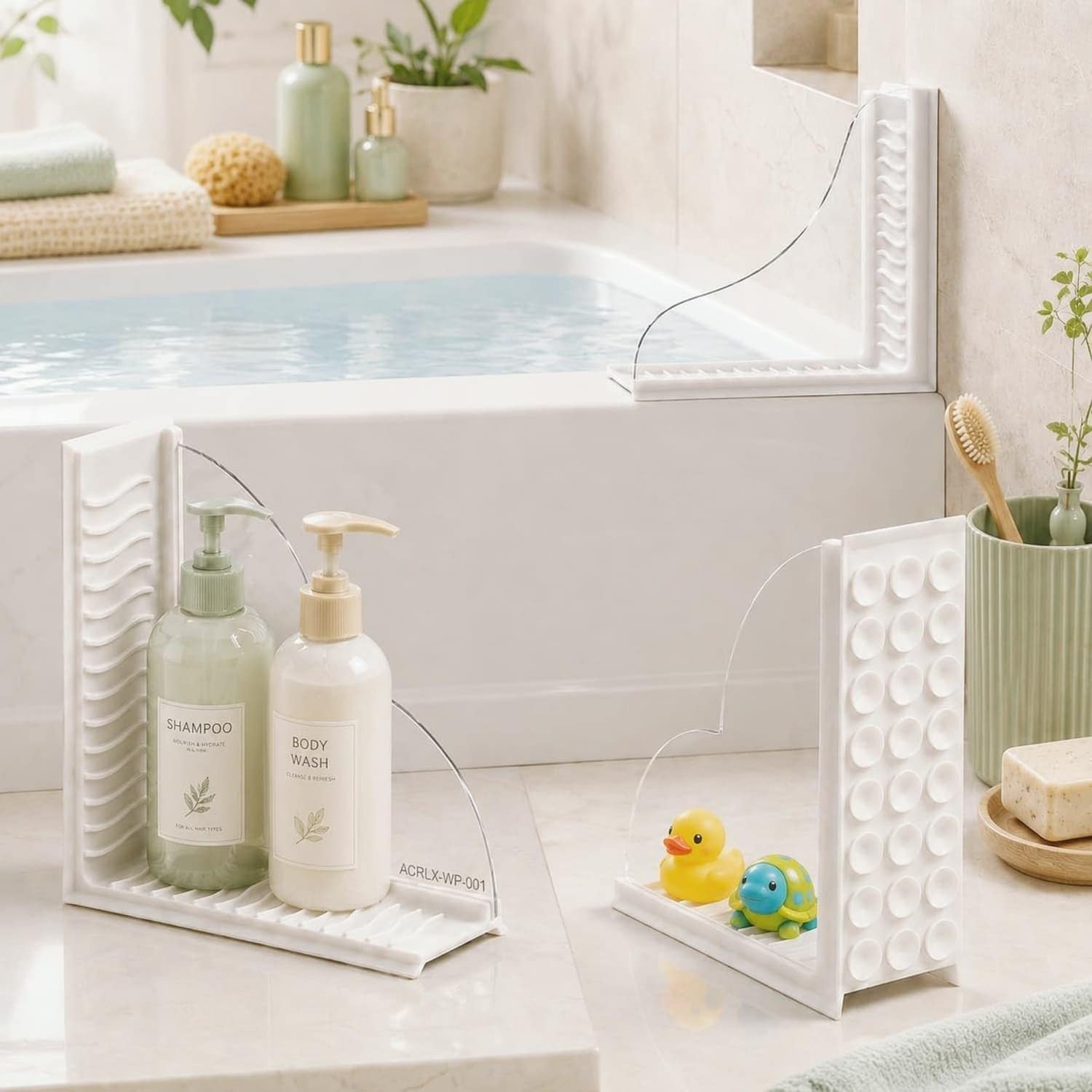 OGETFUUR 2-Pack Shower Splash Guard with Clear Acrylic Panel Silicone Base for Bathtub
