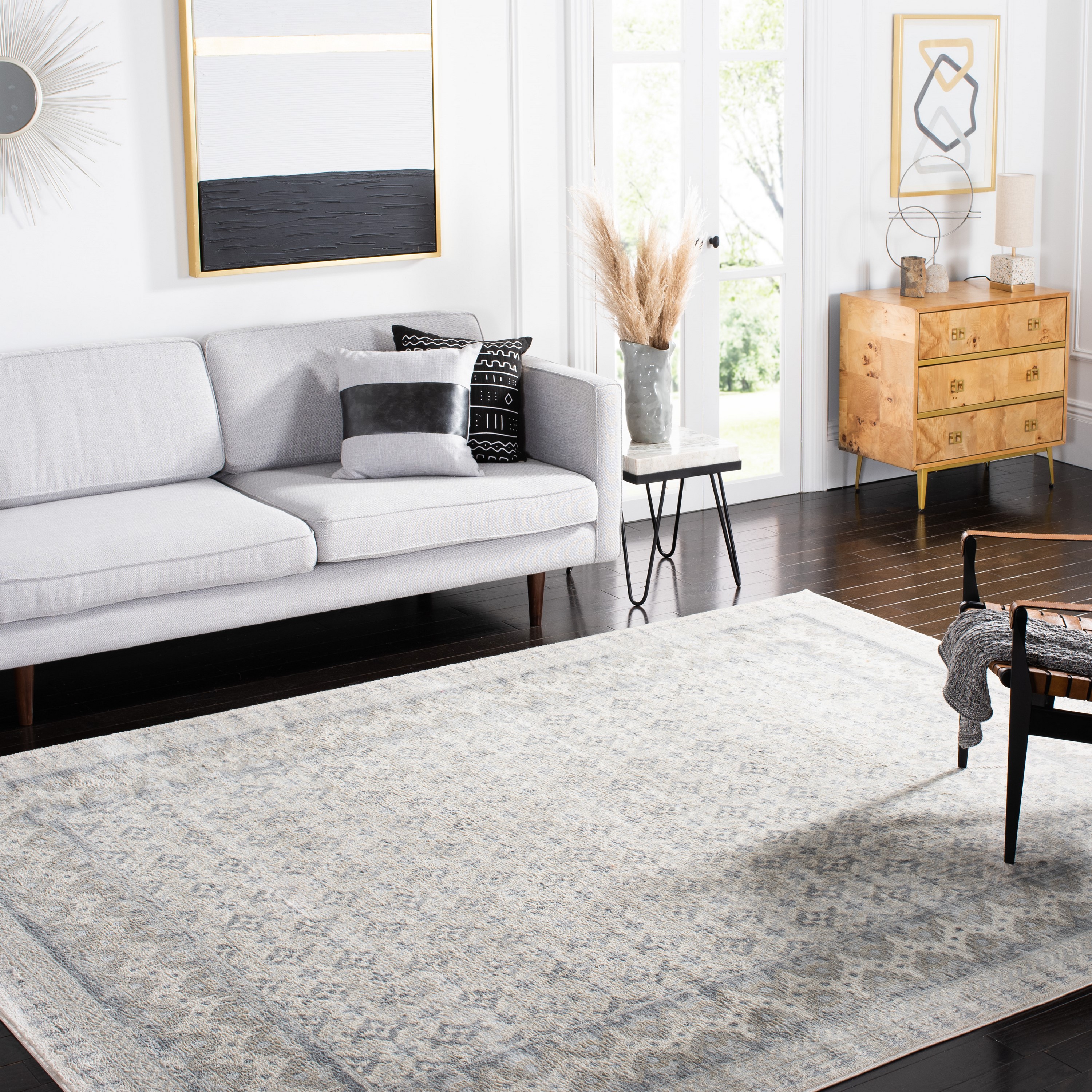 Safavieh BNT899B-9 Brentwood Gusta 9 x 12 (ft) Loomed Polypropylene Ivory/Gray Rectangular Indoor Distressed/Overdyed Vintage Area rug