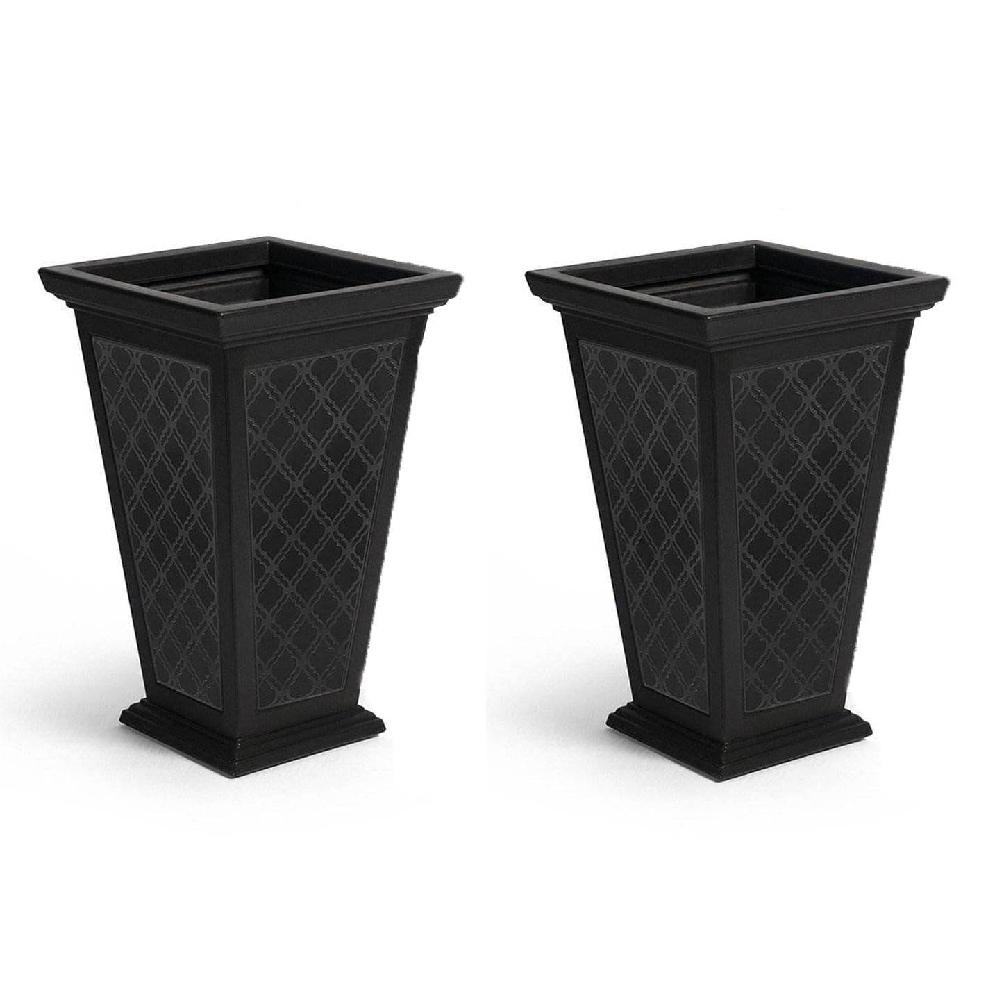 FCMP Outdoor 119302 2 -Pack Square 15.0-in W Medium Black Plastic Contemporary/Modern Outdoor Planter with Drainage Holes with Self Watering
