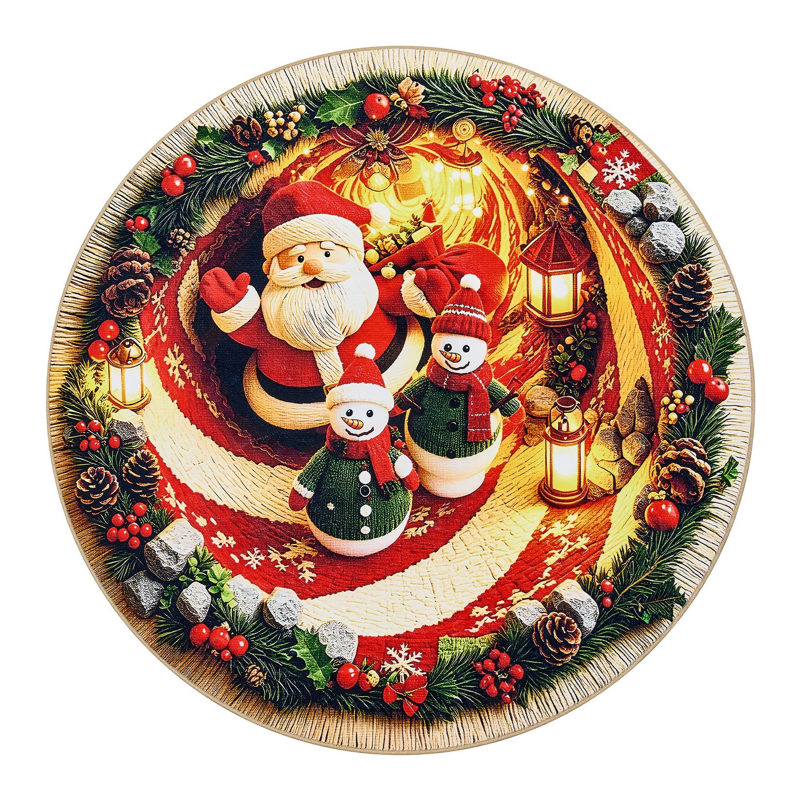 Garvee 4 x 4 ft Red Polyester Round Christmas Soft Non Slip Indoor ...