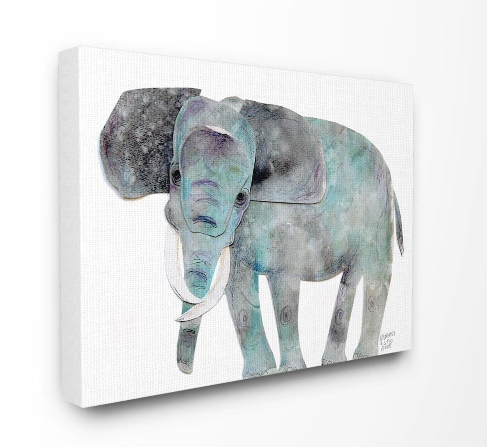 Stupell Industries Watercolor Cutout Collage Elephant 40-in H x 30-in W ...