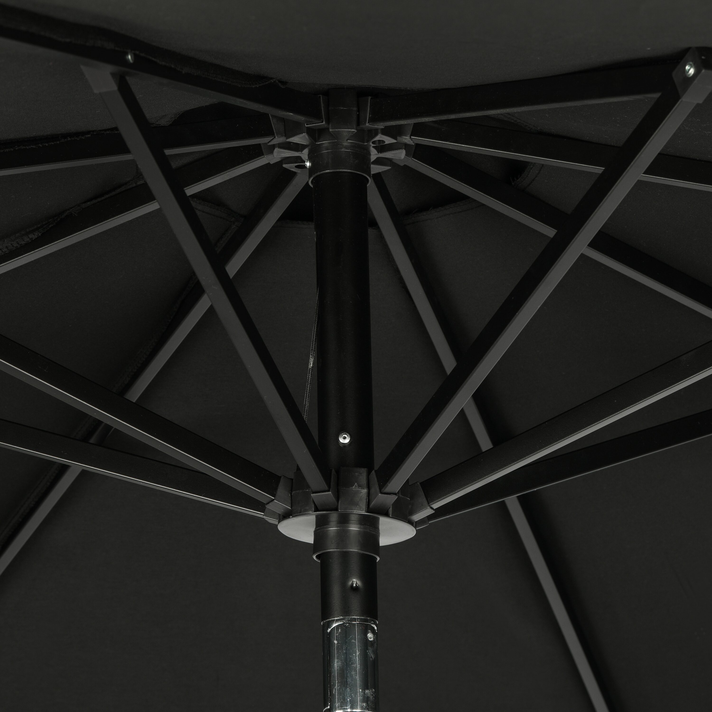 9-Foot Black Aluminum Market Patio Umbrella with Auto-Tilt