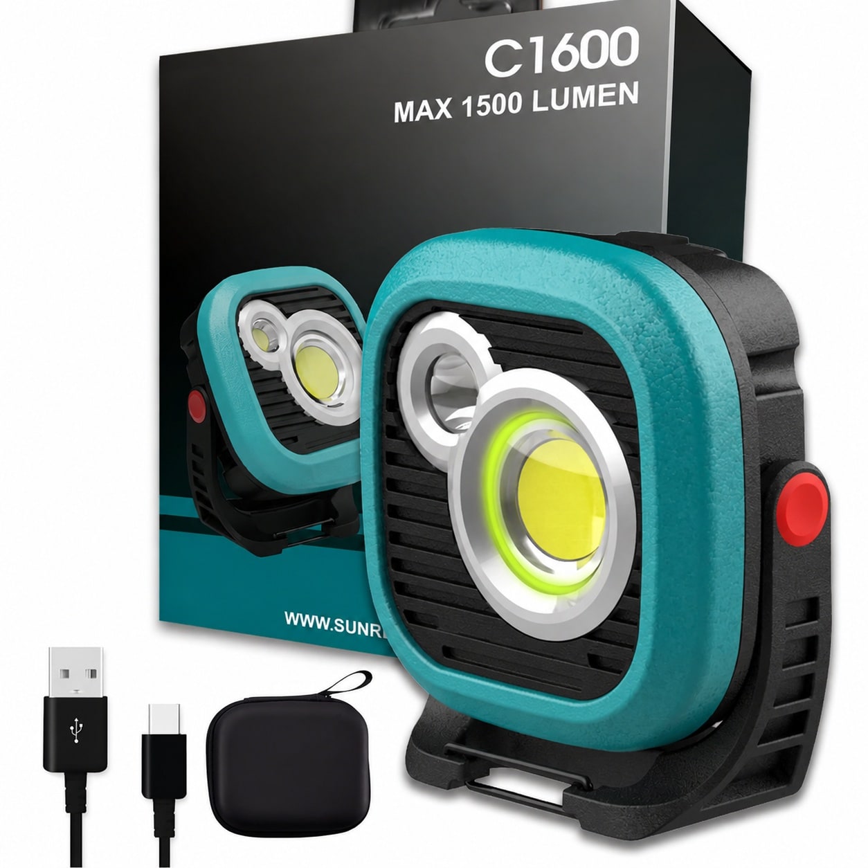 ITOPFOX  LED renewable power Magnetic Work Light Mechanic Light Power Bank 180 Rotating 1500LM 6 Modes Magnetic Hook IPX5 Waterproof Magnetic