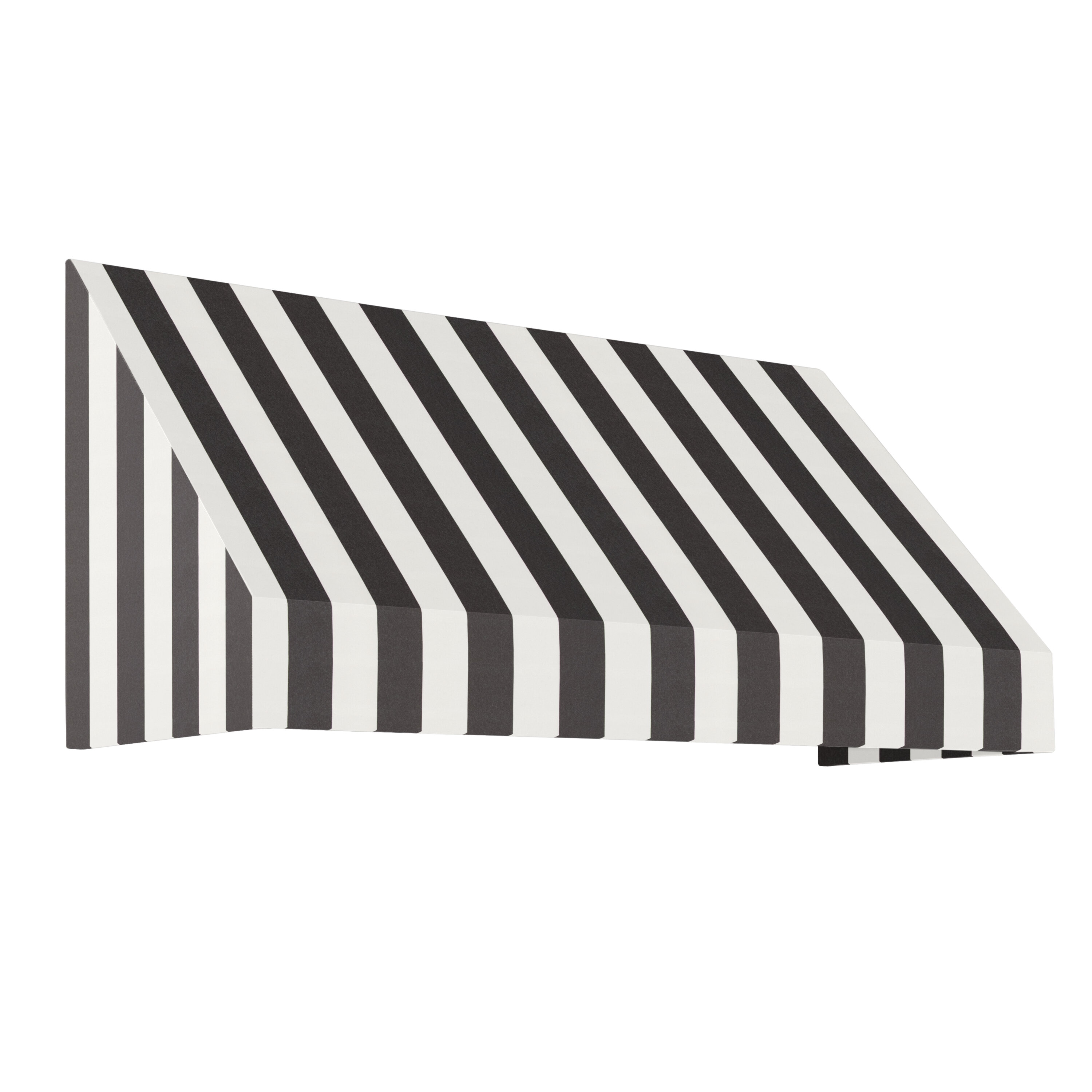 Awntech EN1030-L-6KW New Yorker 76.5-in Wide x 30-in Projection x 16-in Height Fabric Black/White Stripe Striped Fixed Window/Door Awning