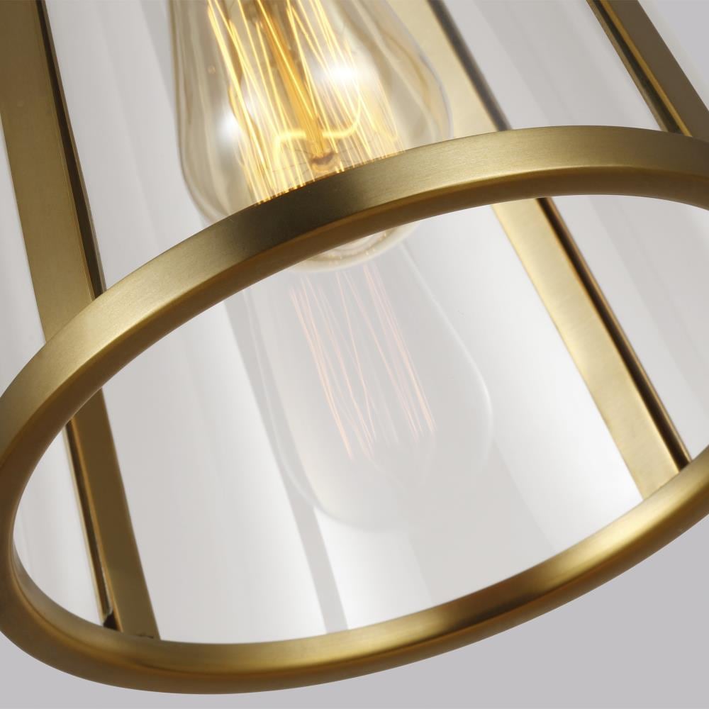 Burnished Brass Mini Drum Pendant with Clear Glass Shade