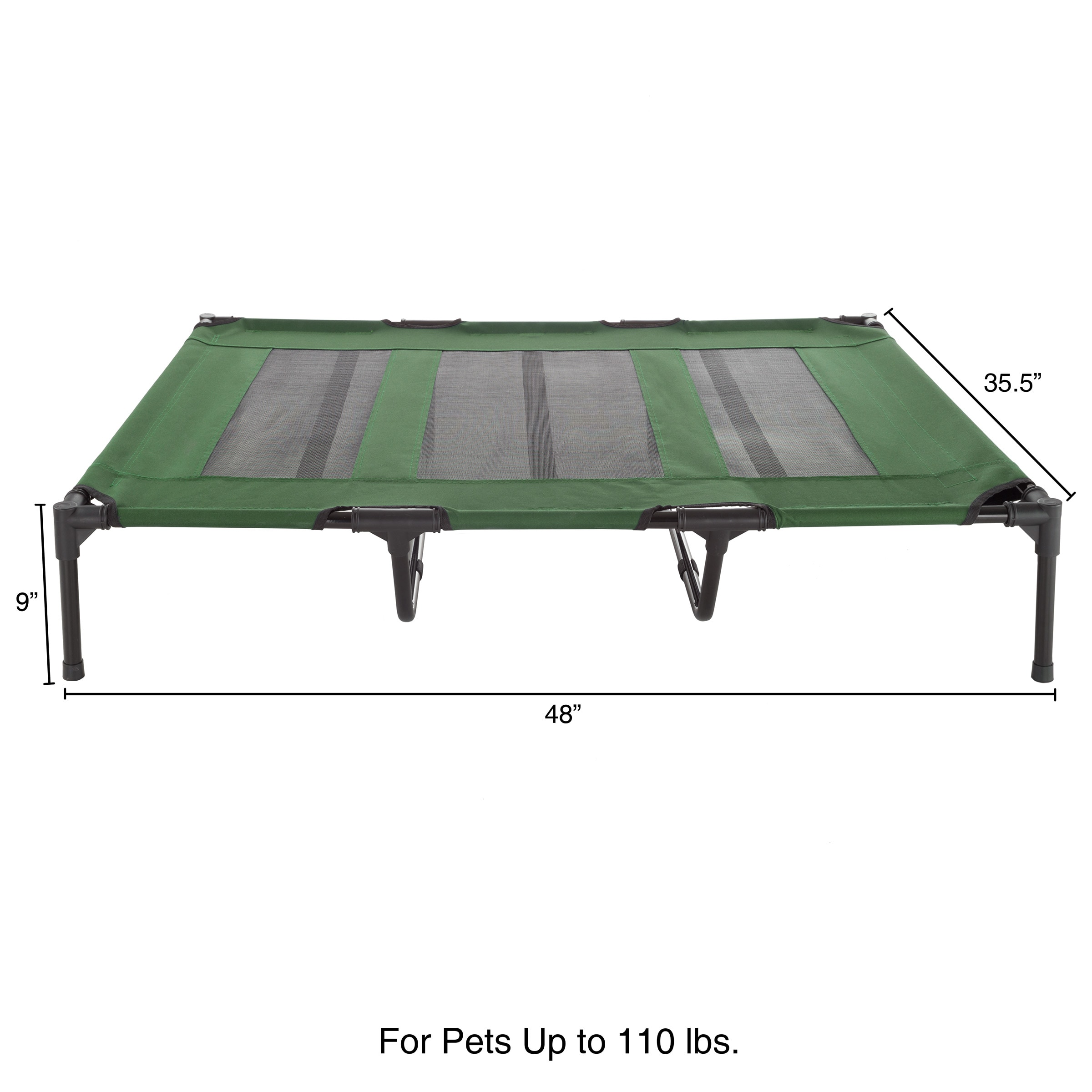 X-Large Green Elevated Outdoor Pet Bed with Mesh Panel