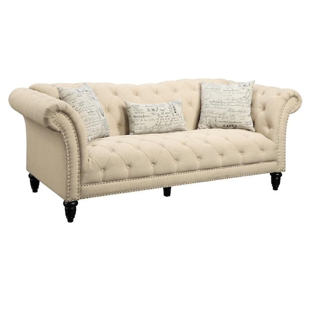 Picket House Furnishings Twine 90 In Modern Natural Polyester Blend 3 Seater Sofa The Couches Sofas Loveseats Department At Lowes Com